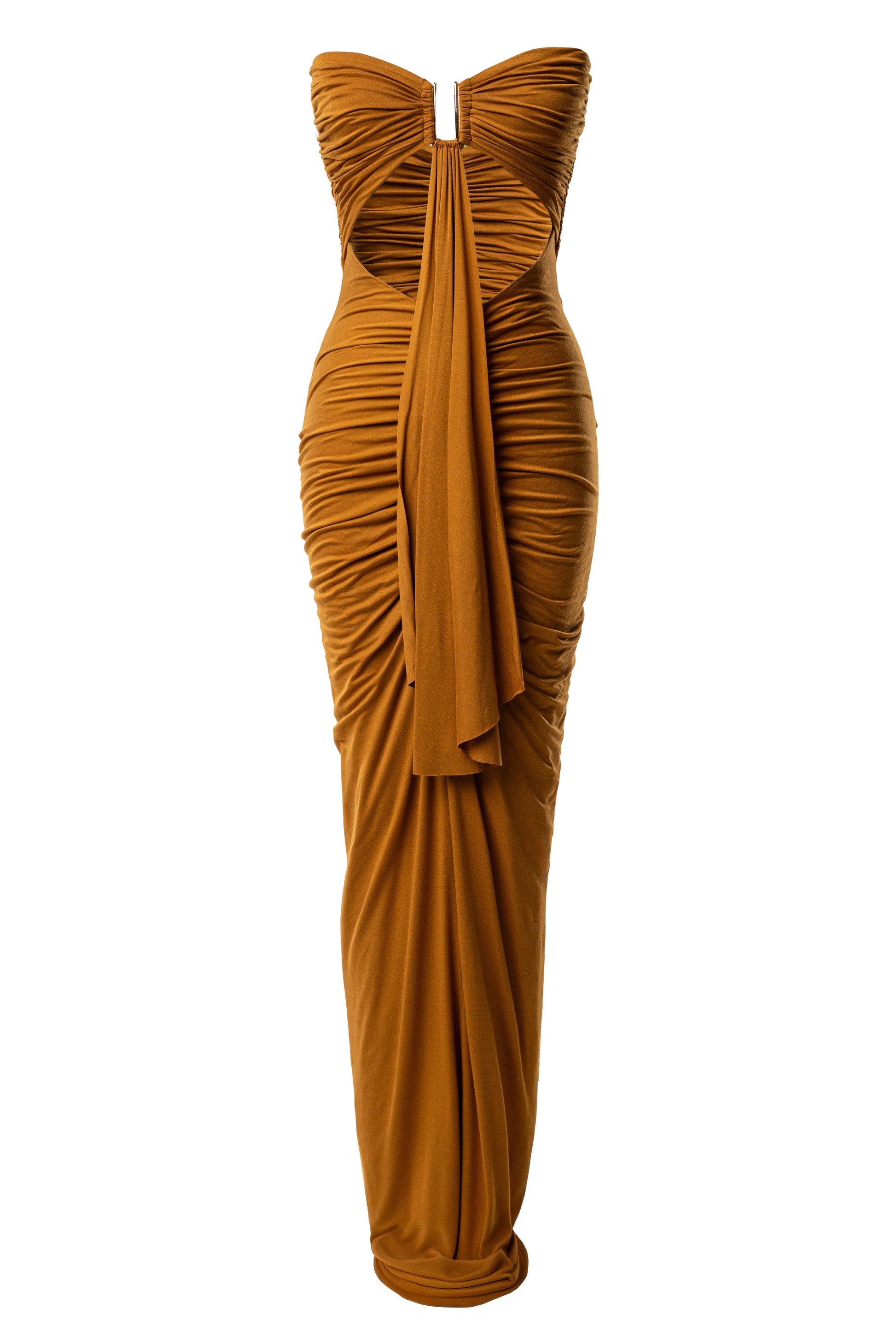 Bronze Atlantis Drape Maxi Dress JLUXLABEL