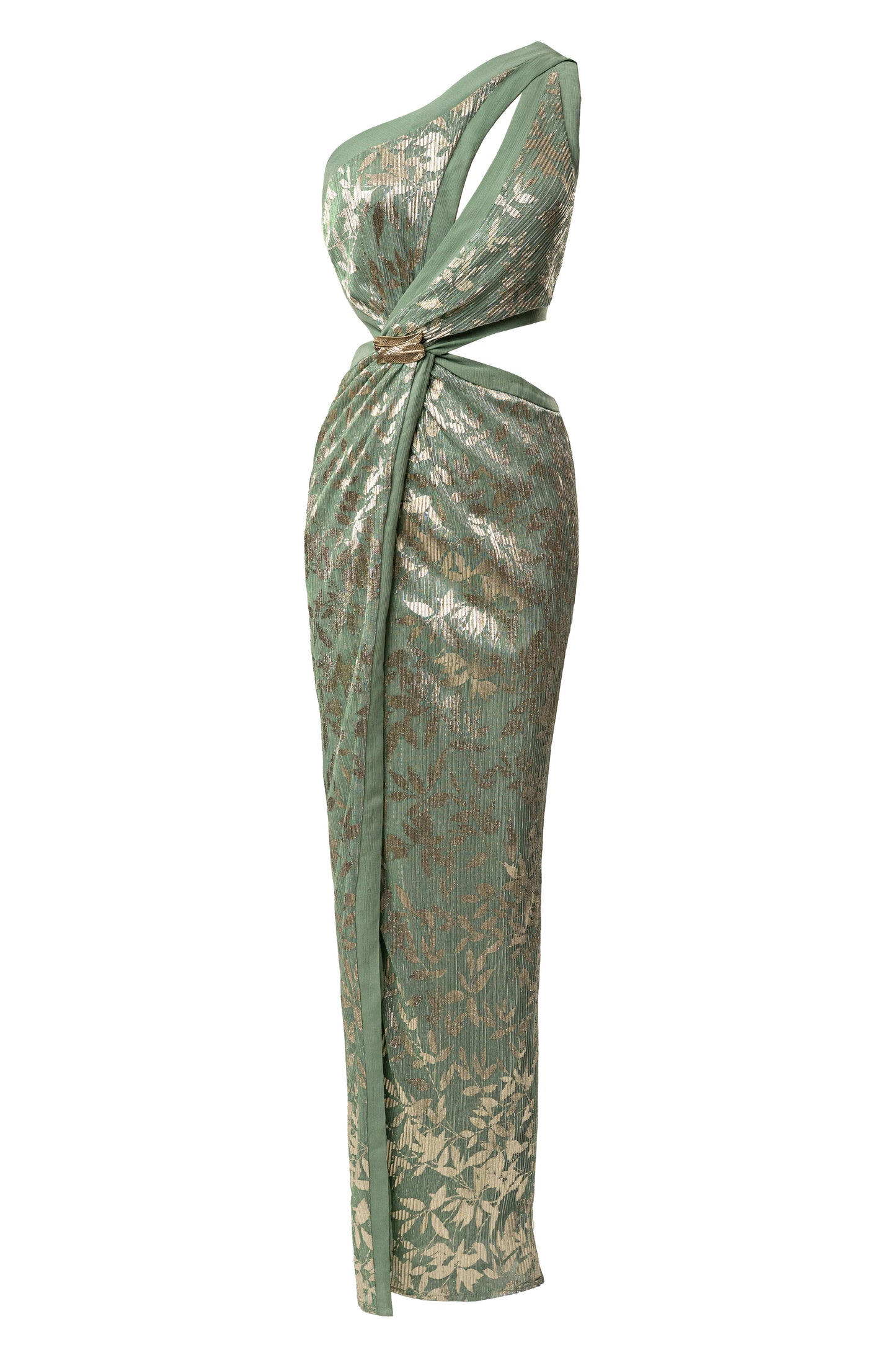 Sage One Shoulder Keyhole Dress JLUXLABEL