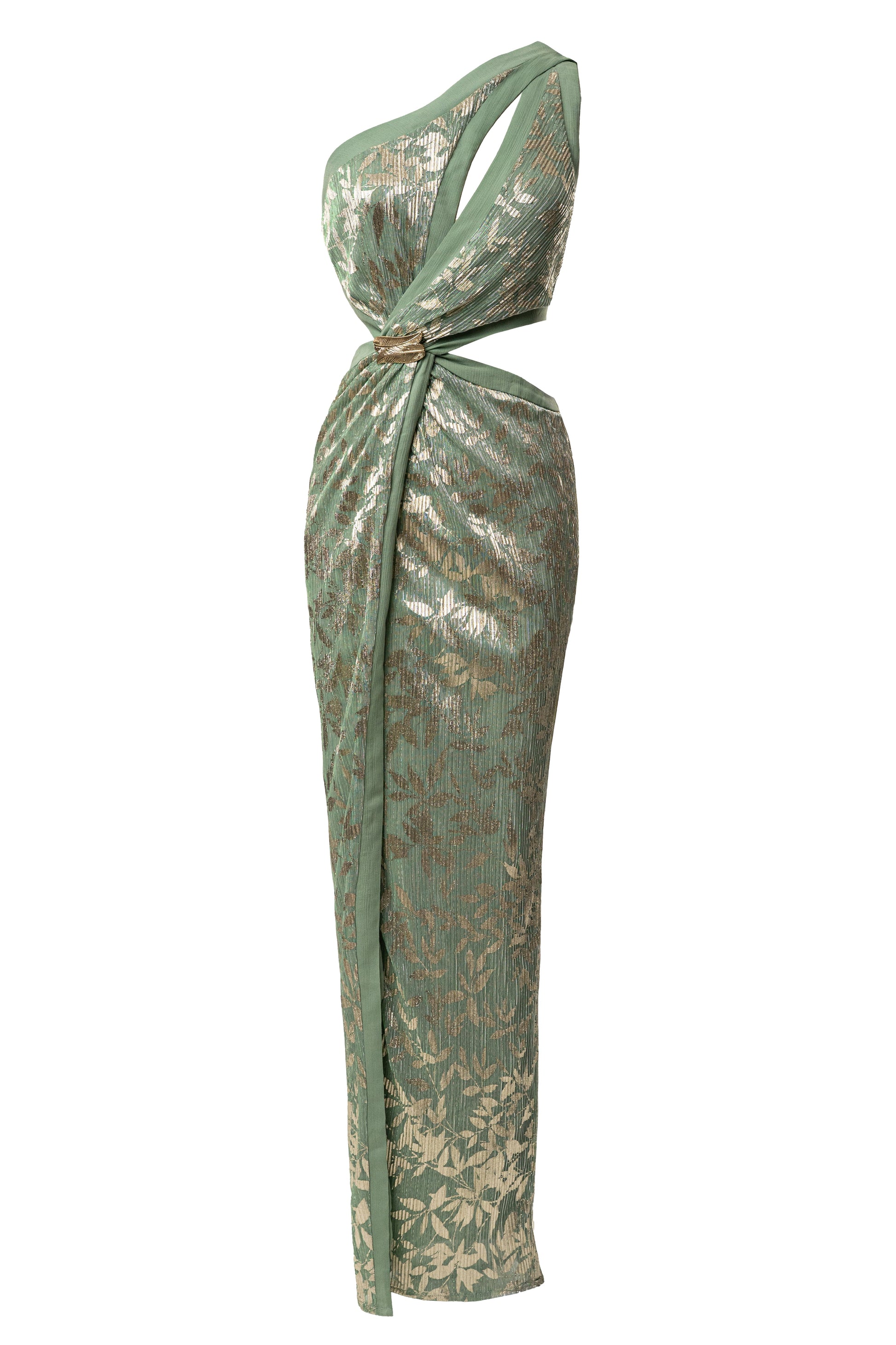 Sage One Shoulder Keyhole Dress JLUXLABEL