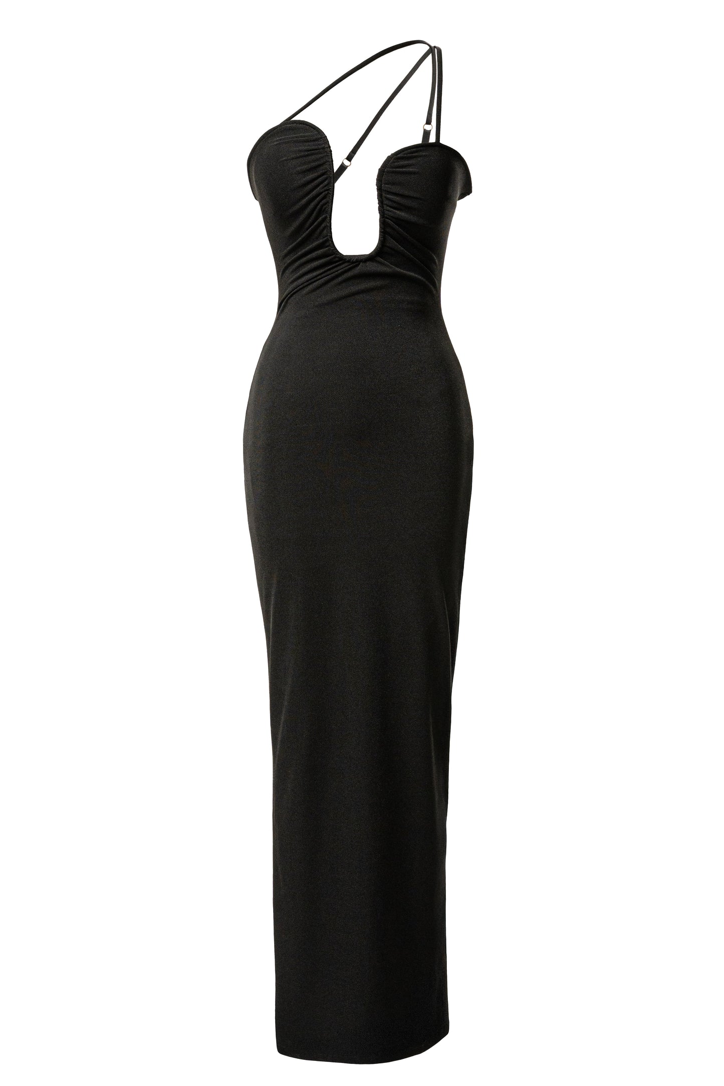 Black Eclipse Plunge Neck Dress JLUXLABEL