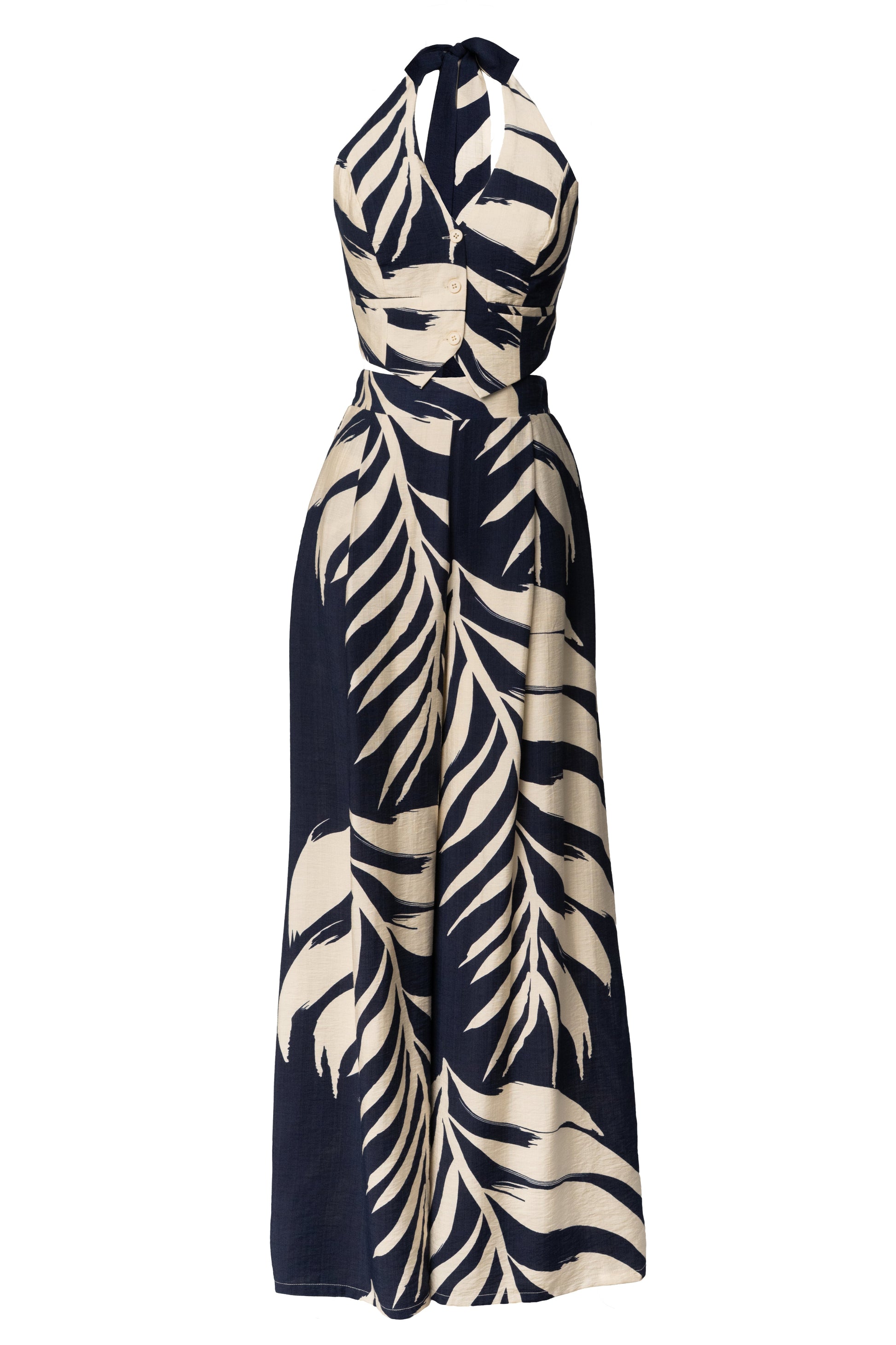 Navy Palm Print Tropical Daze Pant Set JLUXLABEL