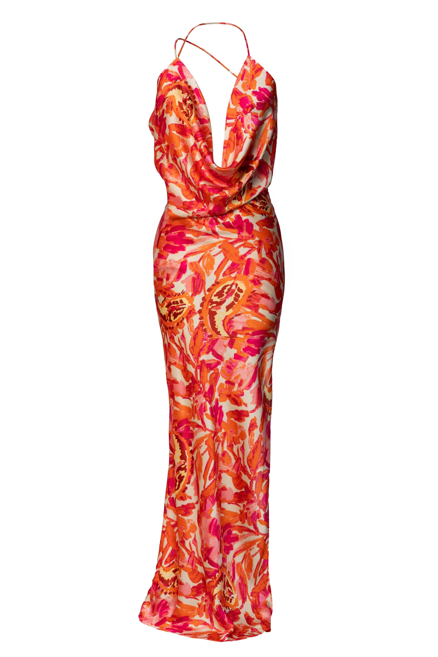 Pink Delmara Cowl Maxi Dress JLUXLABEL