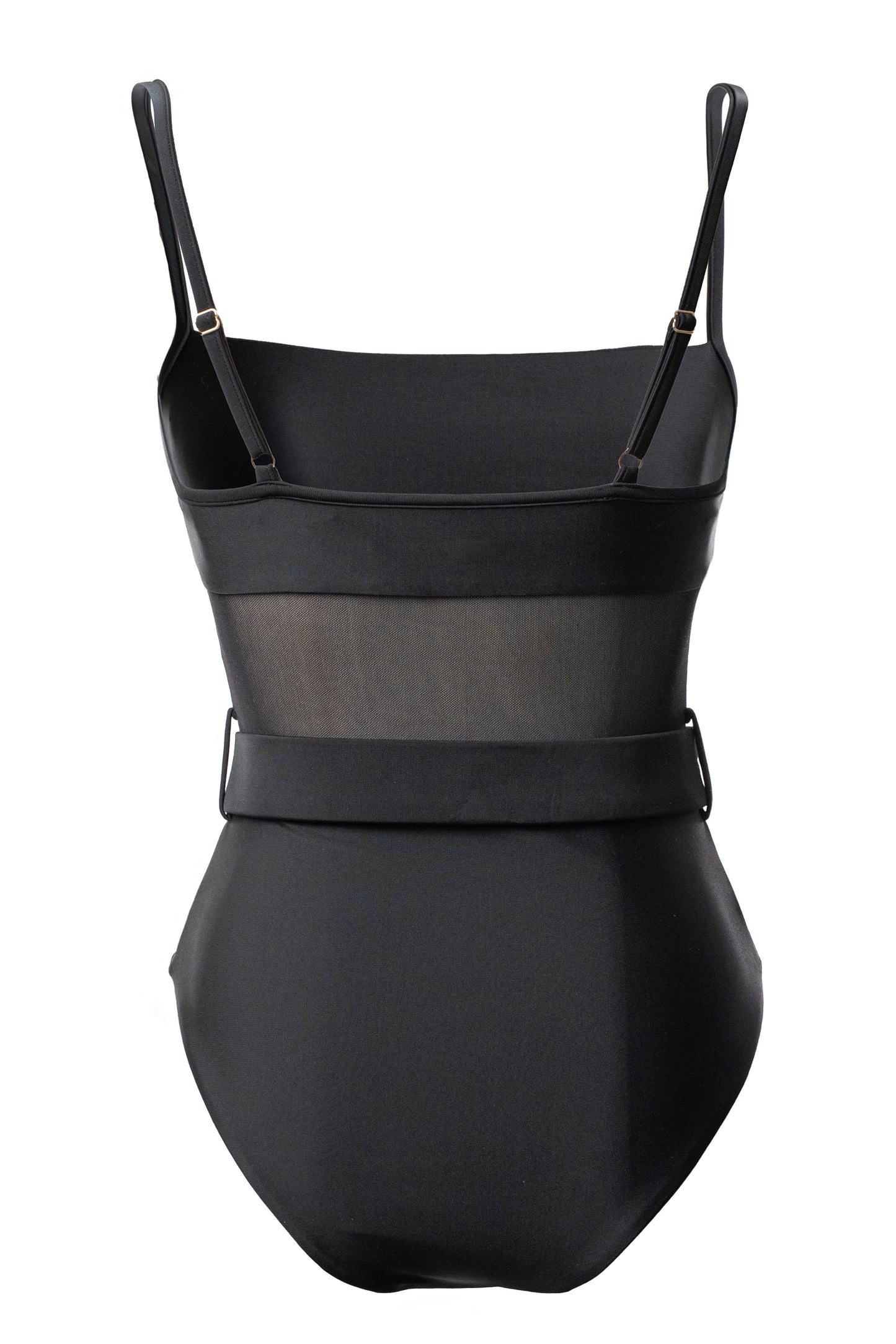 Black Solare Belted Swimsuit JLUXLABEL