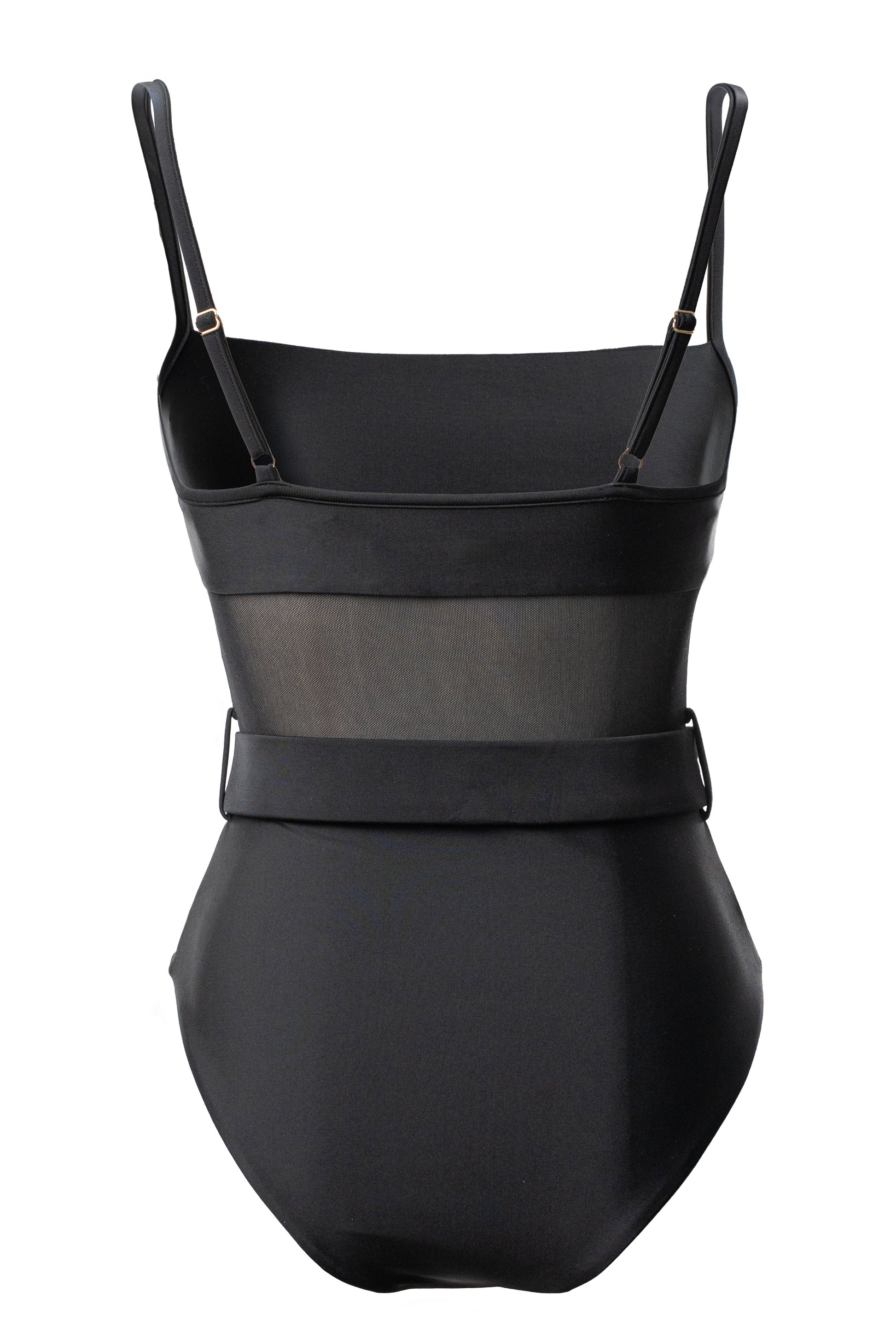 Black Solare Belted Swimsuit JLUXLABEL