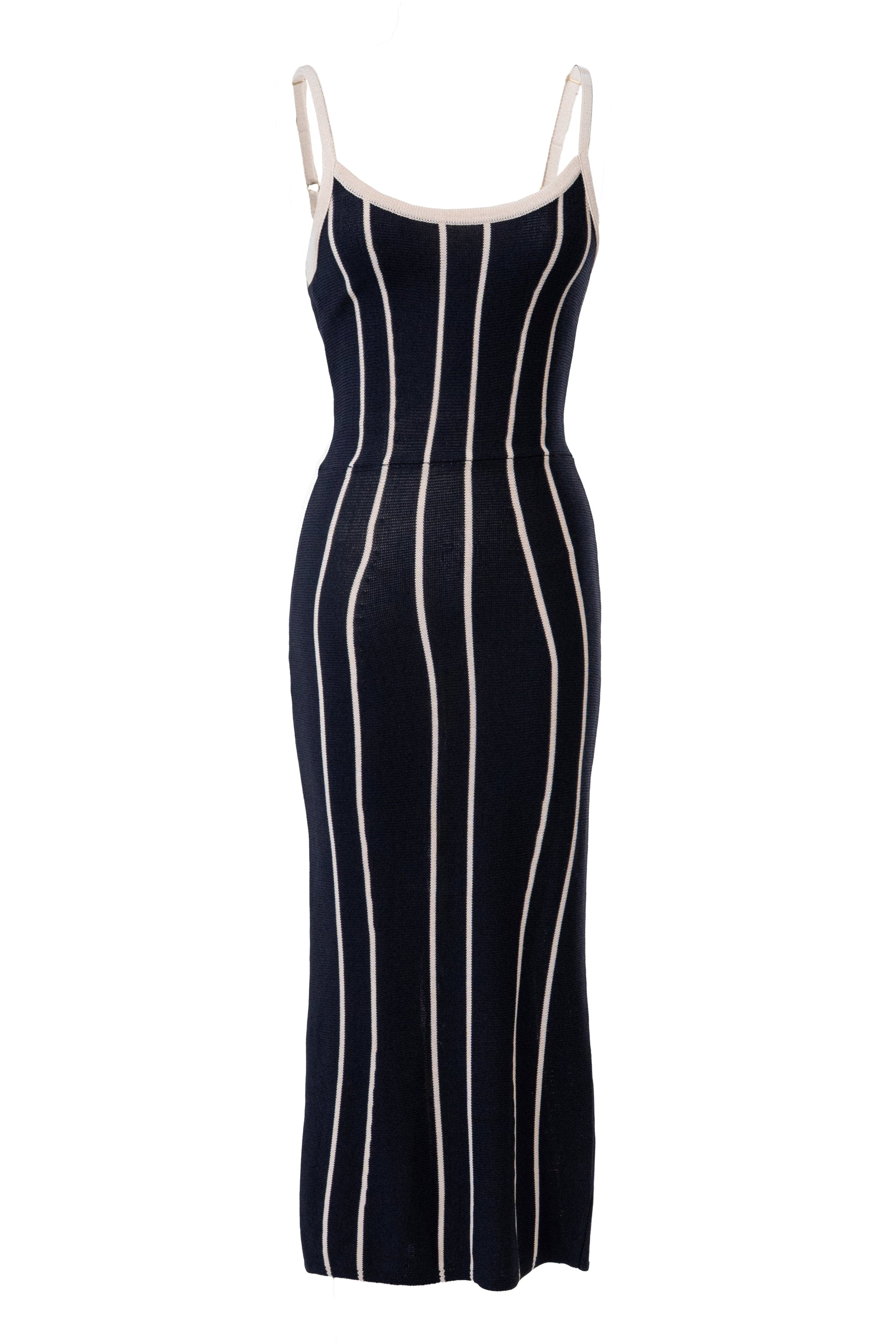 Navy/Ivory Parallel Elegance Midi Dress JLUXLABEL