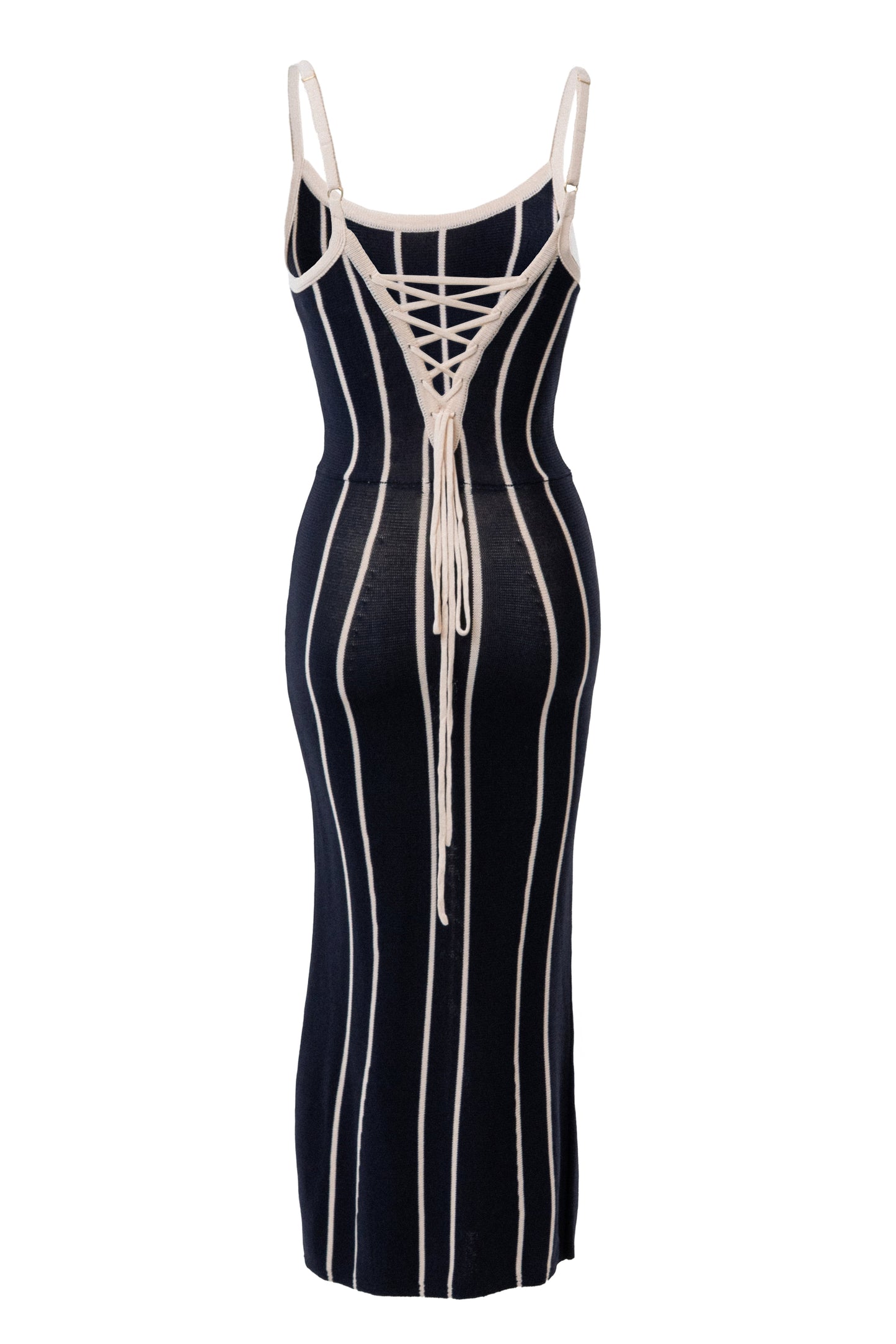 Navy/Ivory Parallel Elegance Midi Dress JLUXLABEL