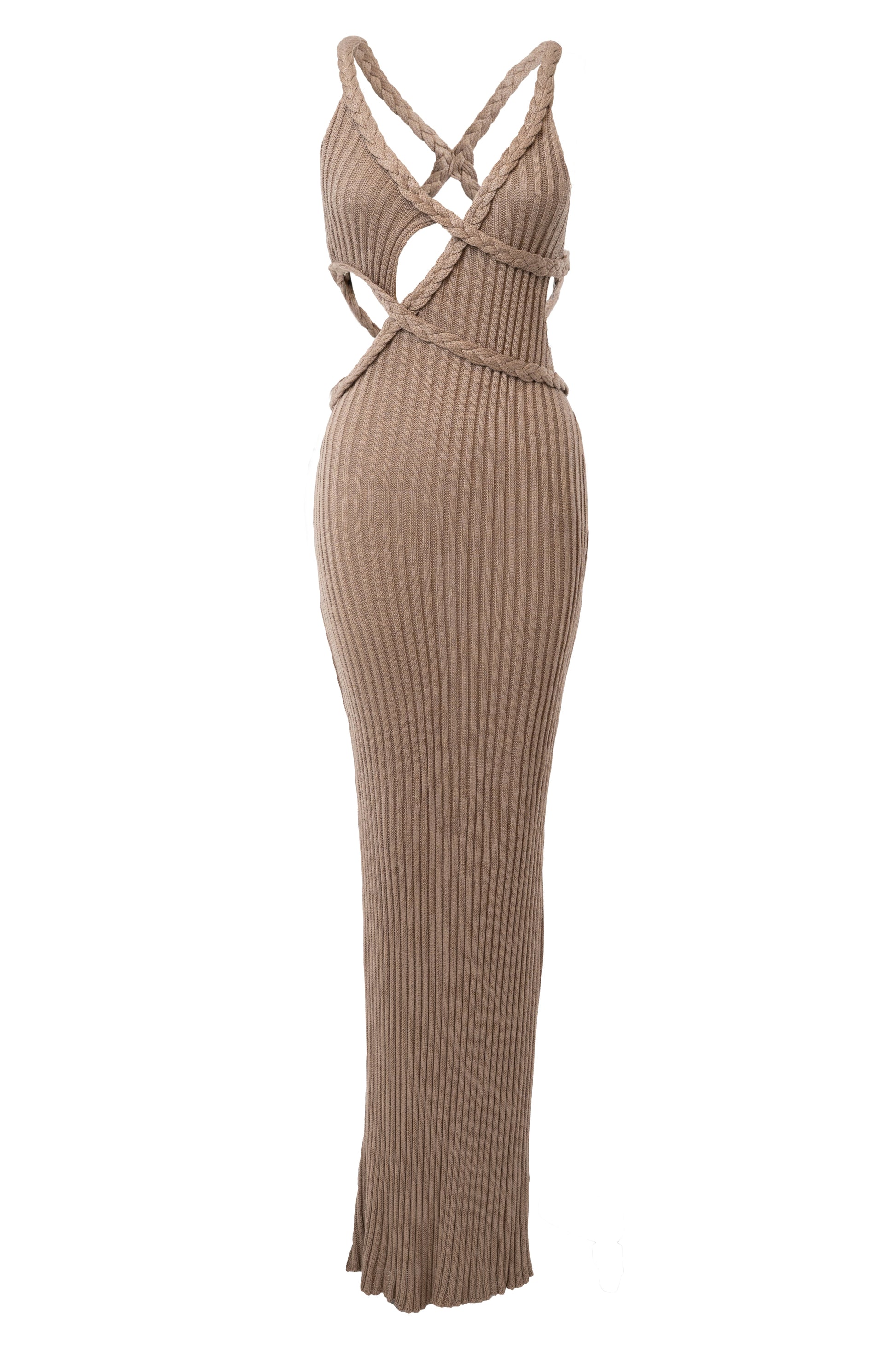 Mocha Drift And Dream Braided Maxi Dress JLUXLABEL