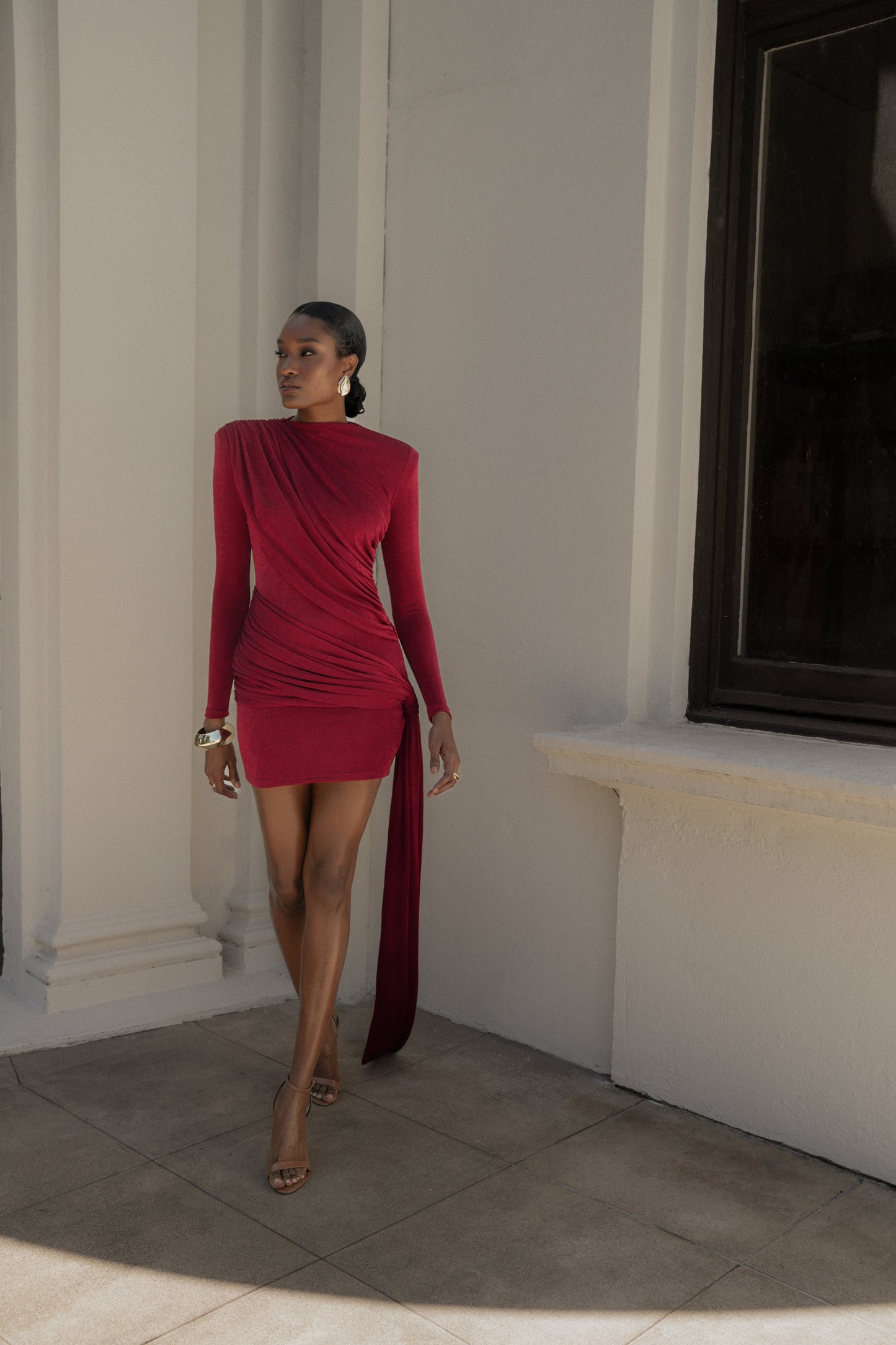 Berry Moments Draped Mini Dress JLUXLABEL