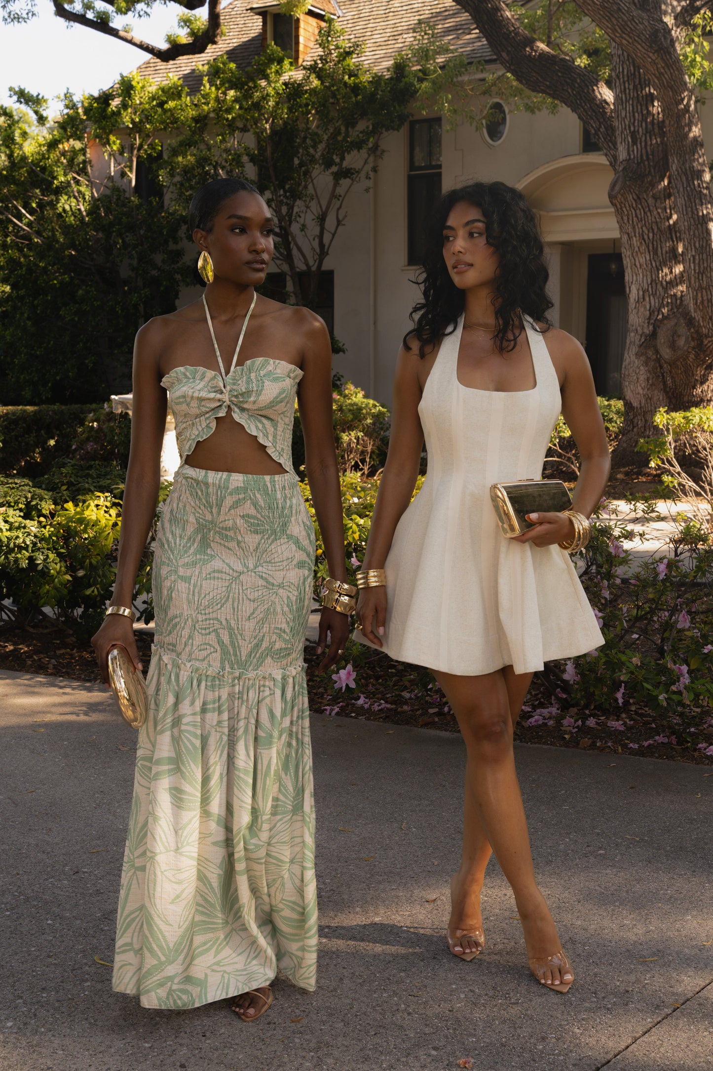 Green Print Emma Smocked Maxi Dress JLUXLABEL