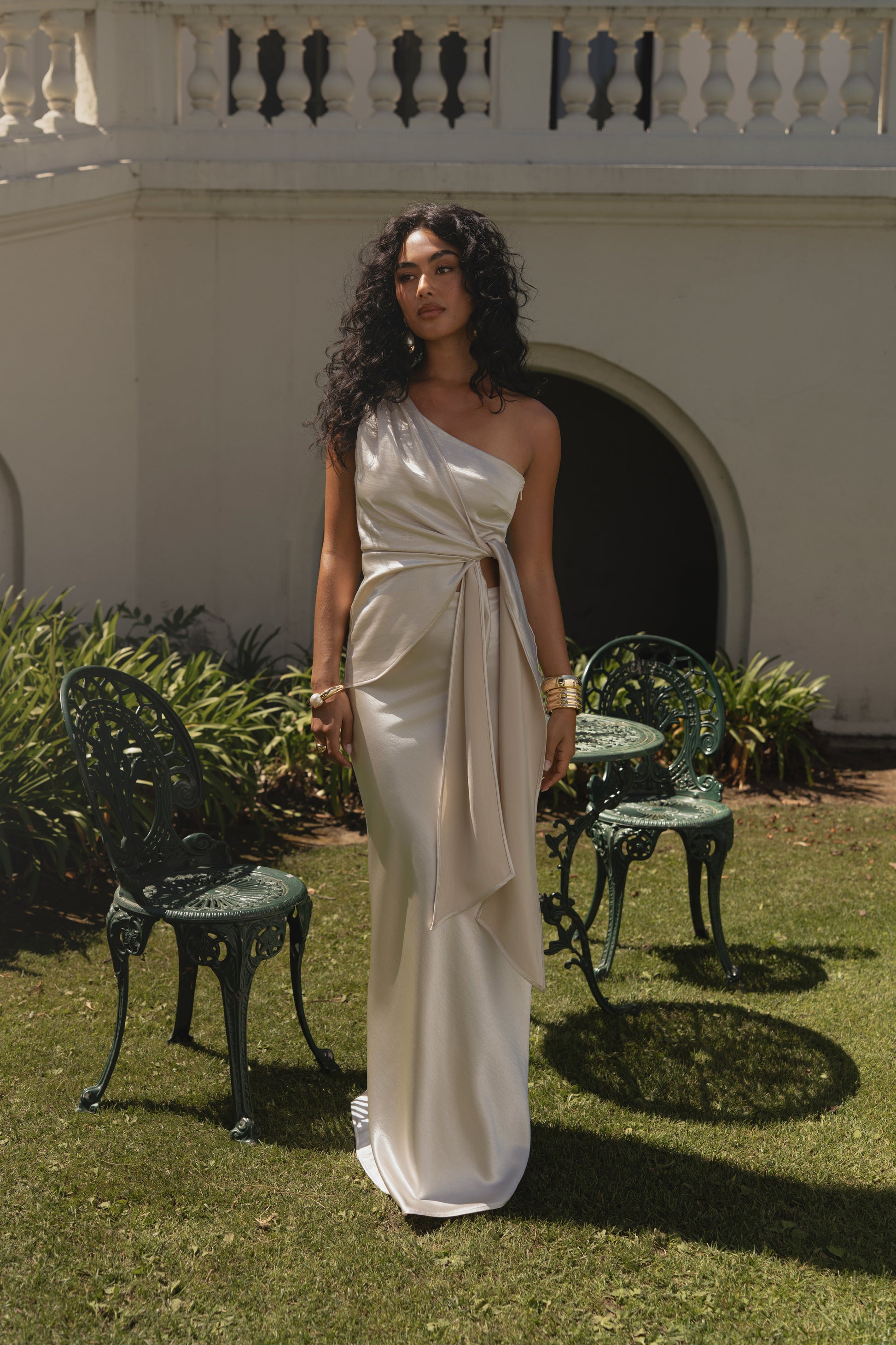 Ivory Palmera Satin Top JLUXLABEL