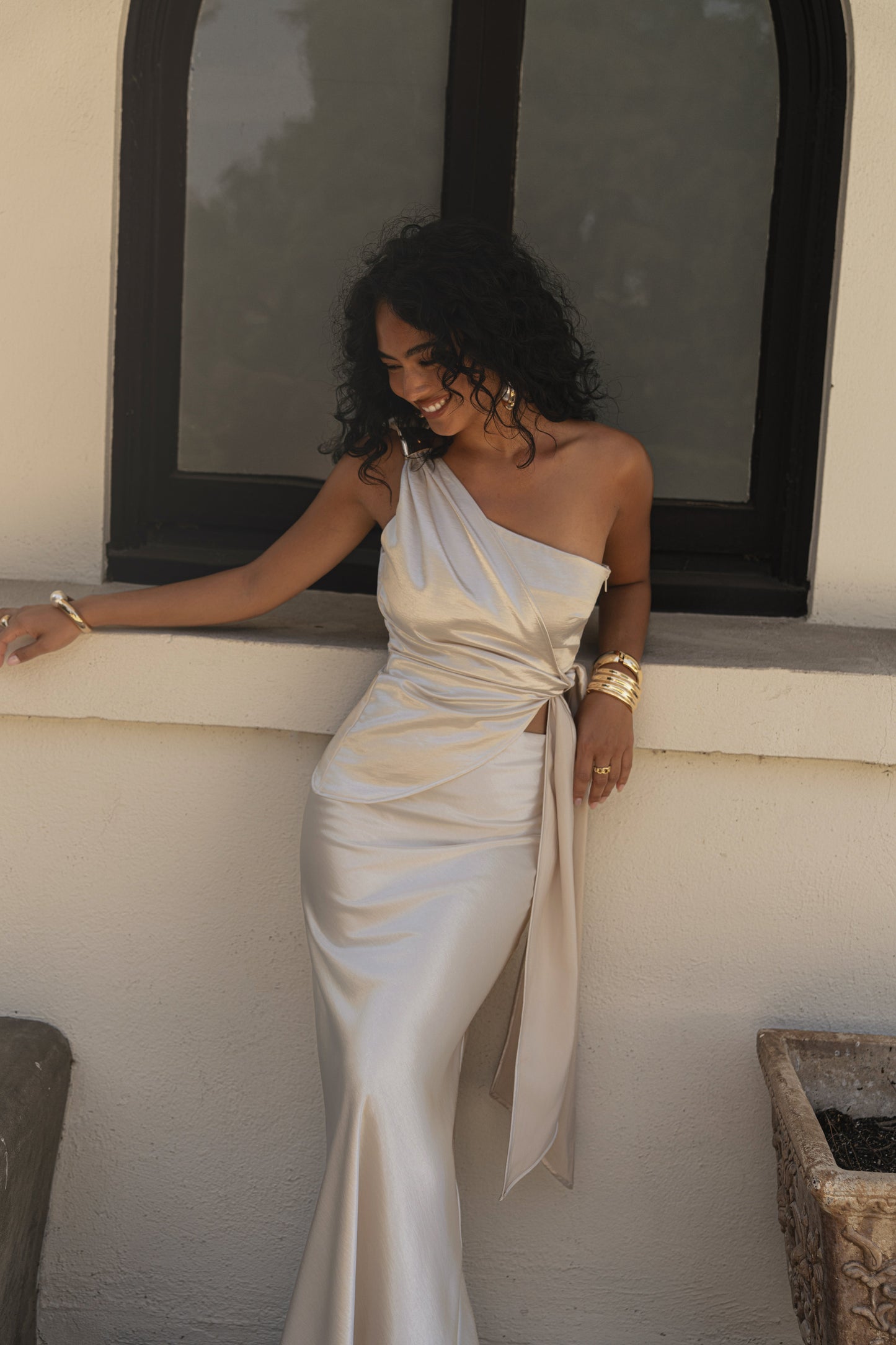 Ivory Palmera Satin Top JLUXLABEL