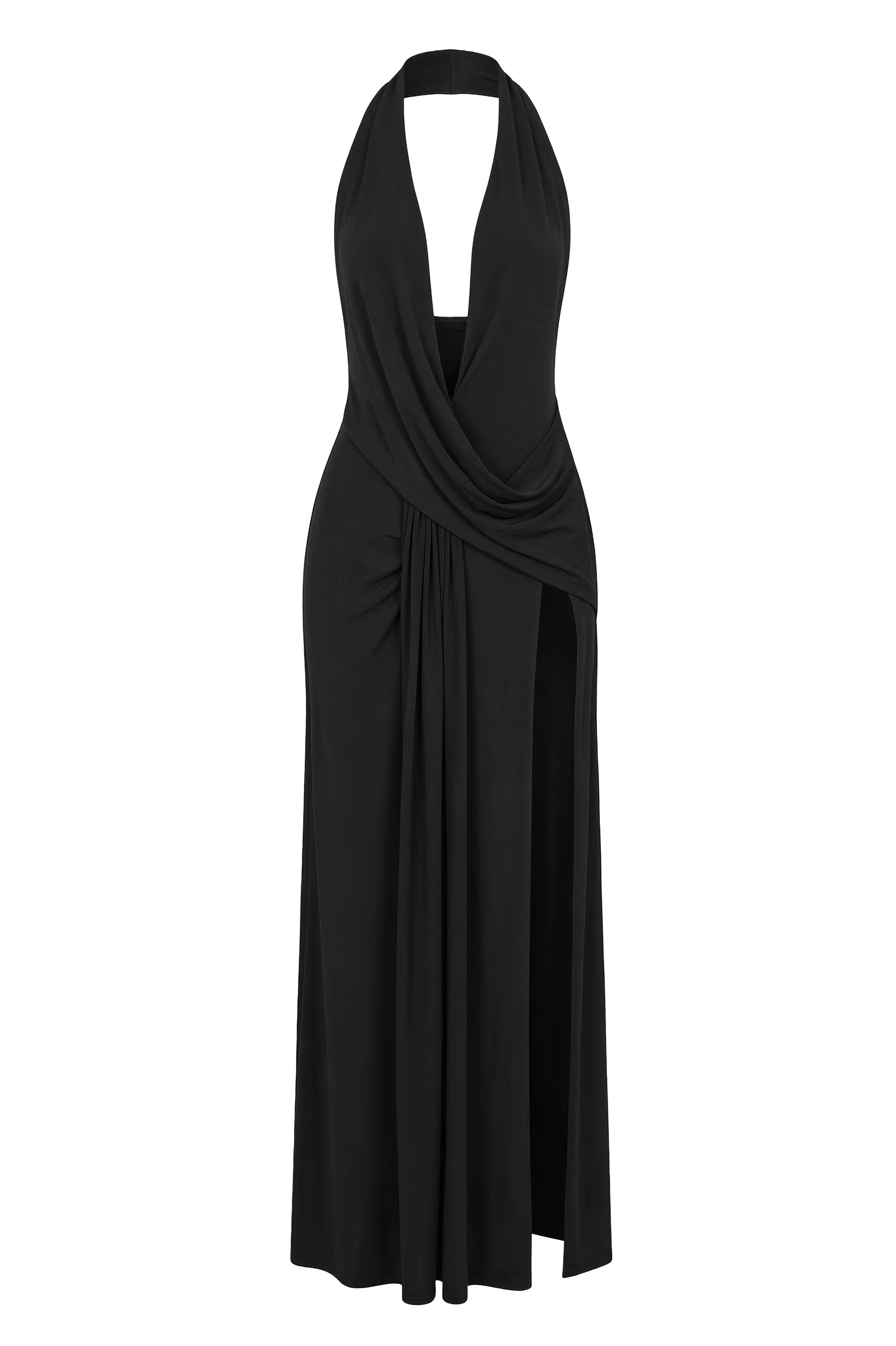 Black Ibiza Halter Maxi Dress JLUXLABEL