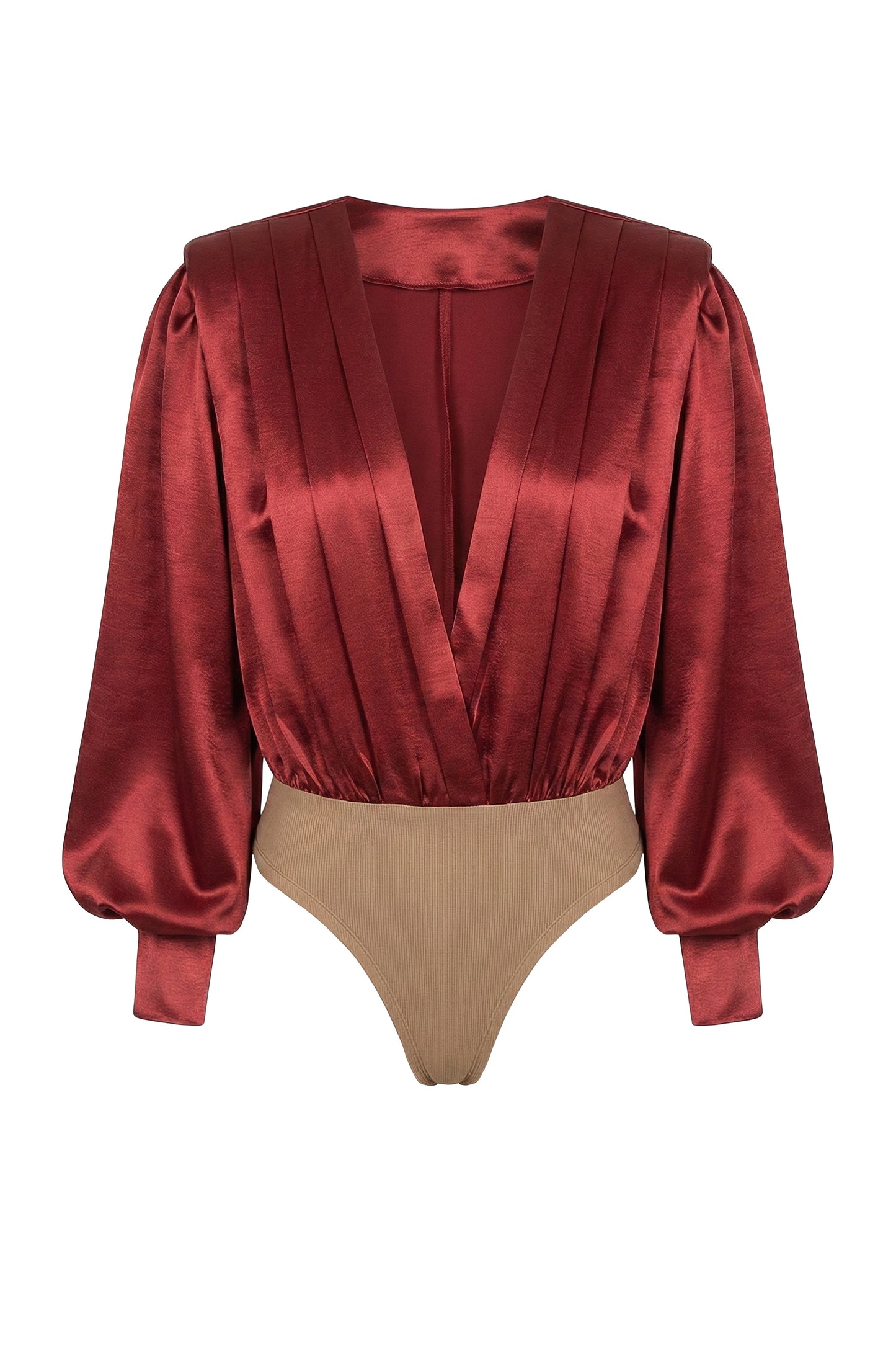 Burgundy Satin Radiance Bodysuit JLUXLABEL