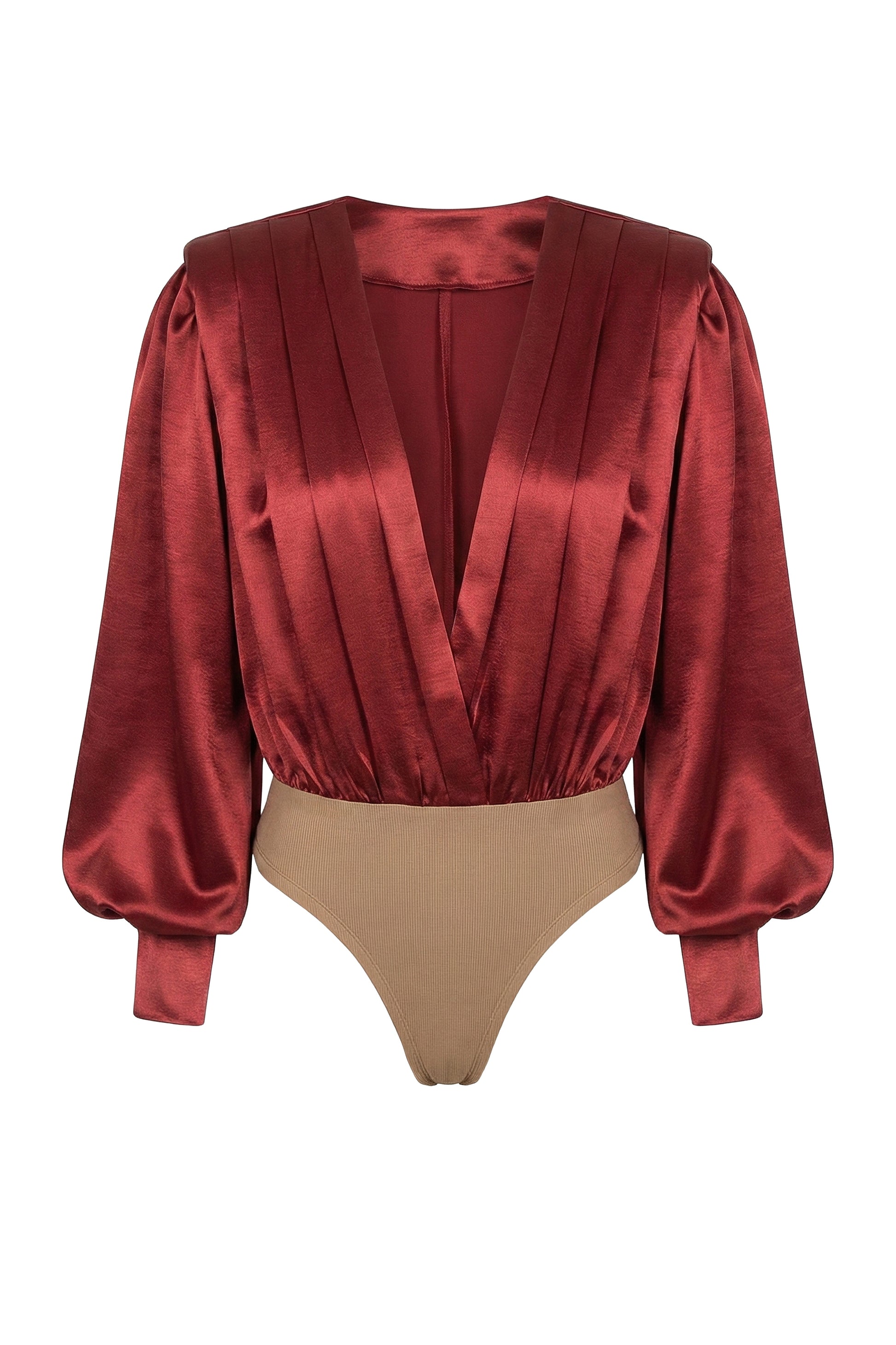 Burgundy Satin Radiance Bodysuit JLUXLABEL