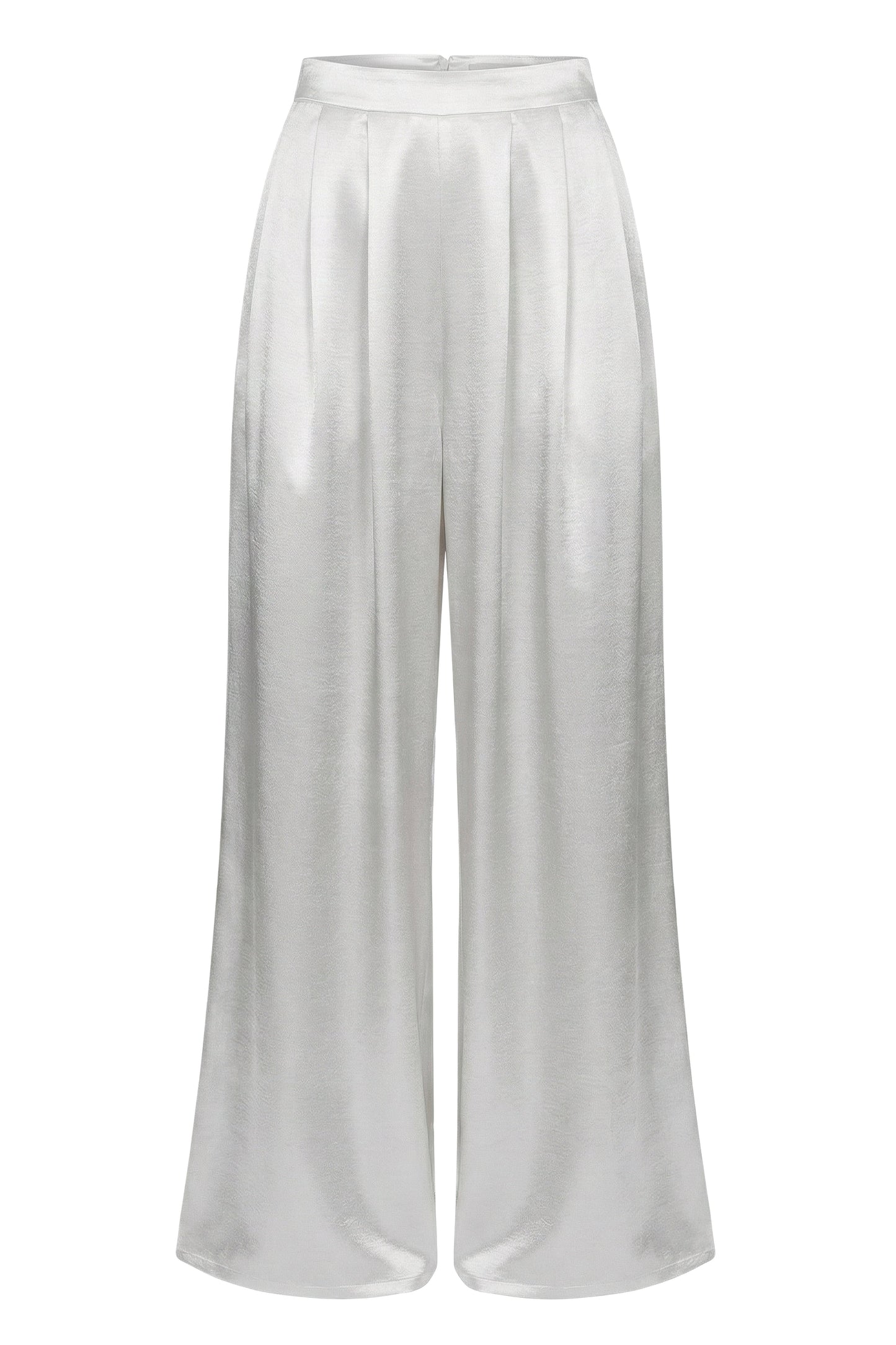 White Satin Bliss Pleated Pant JLUXLABEL