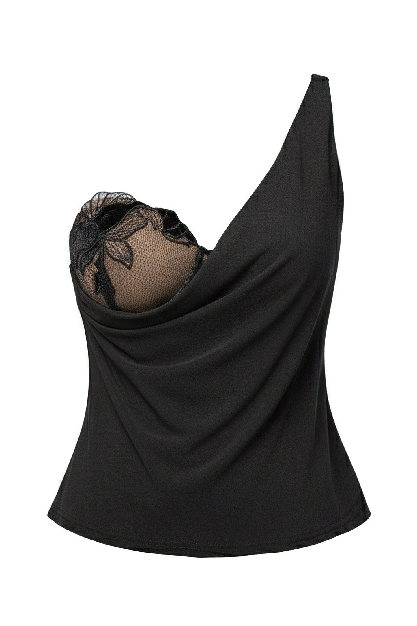 Black Velina Satin Cowl Top JLUXLABEL