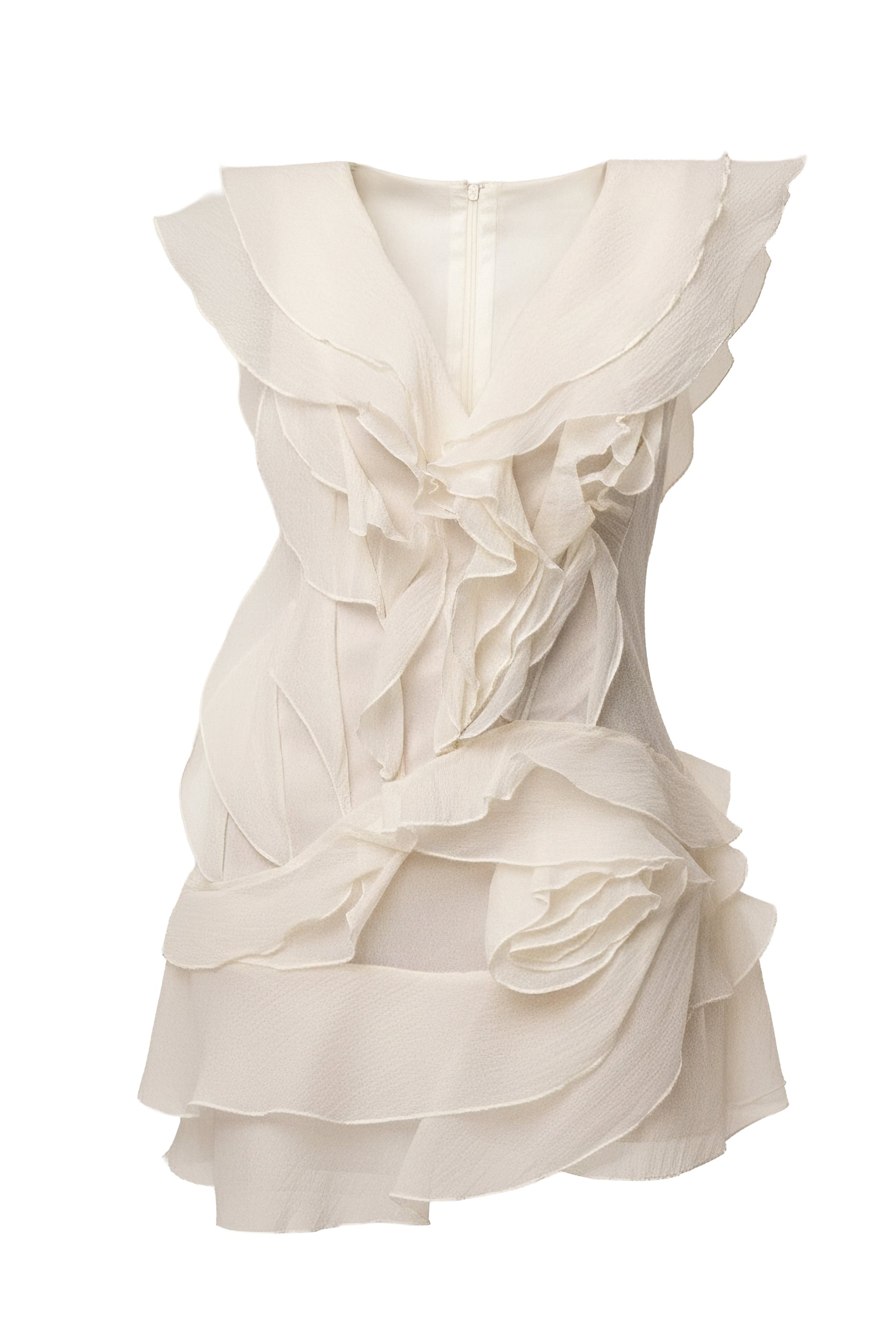 Ivory Dove Chiffon Mini Dress JLUXLABEL