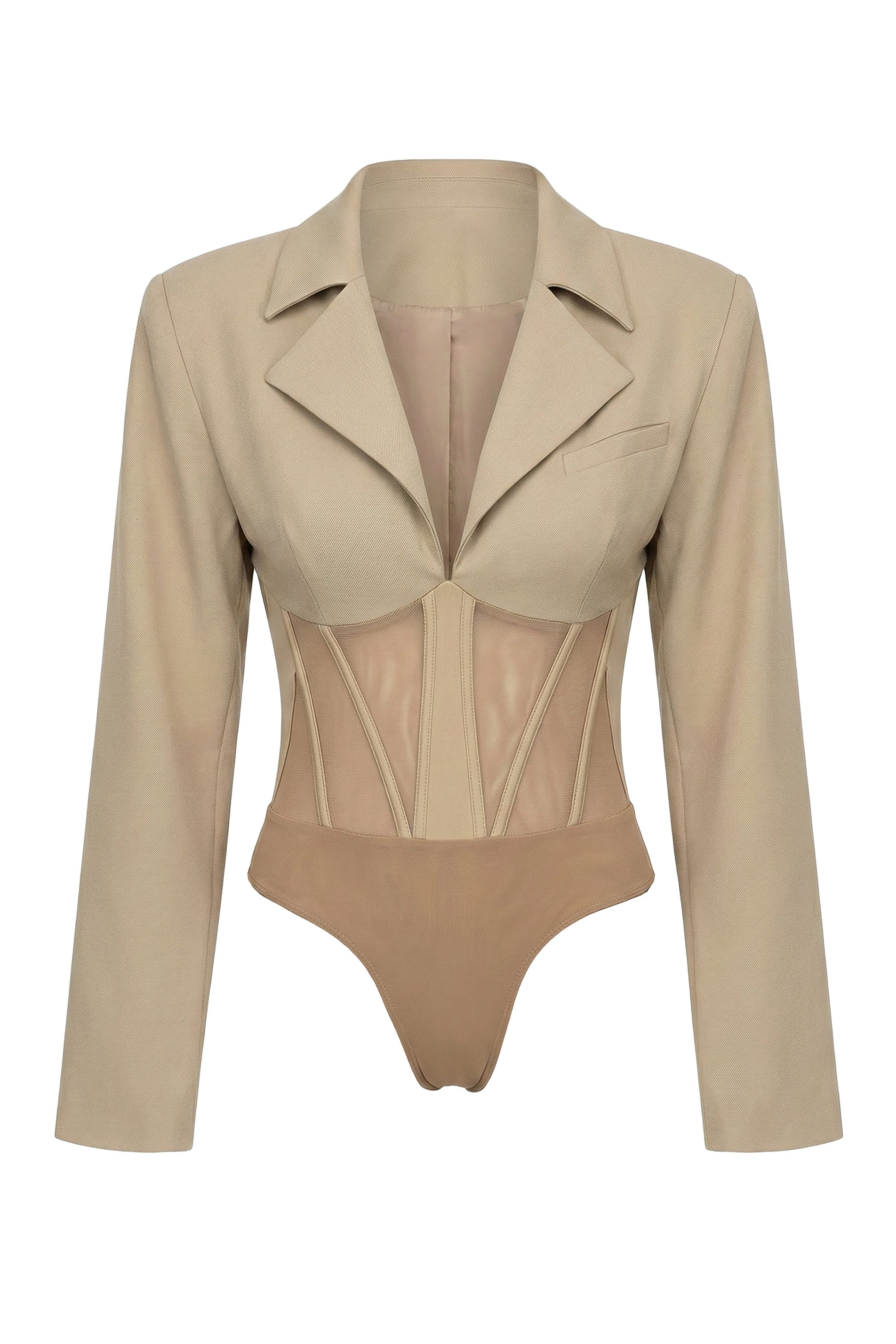 Stone Downtown Blazer Bodysuit JLUXLABEL