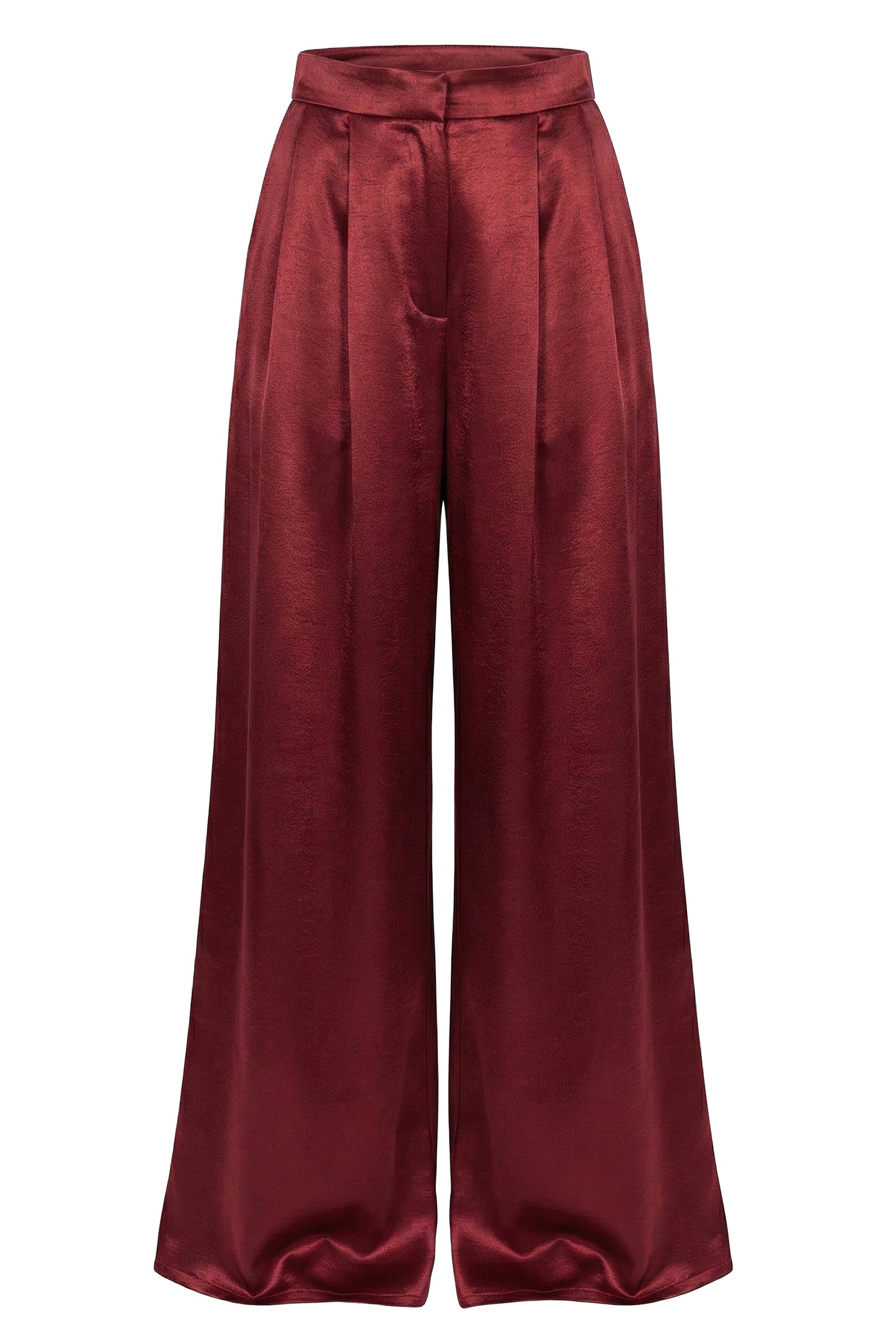 Burgundy Satin Bliss Pleated Pant JLUXLABEL