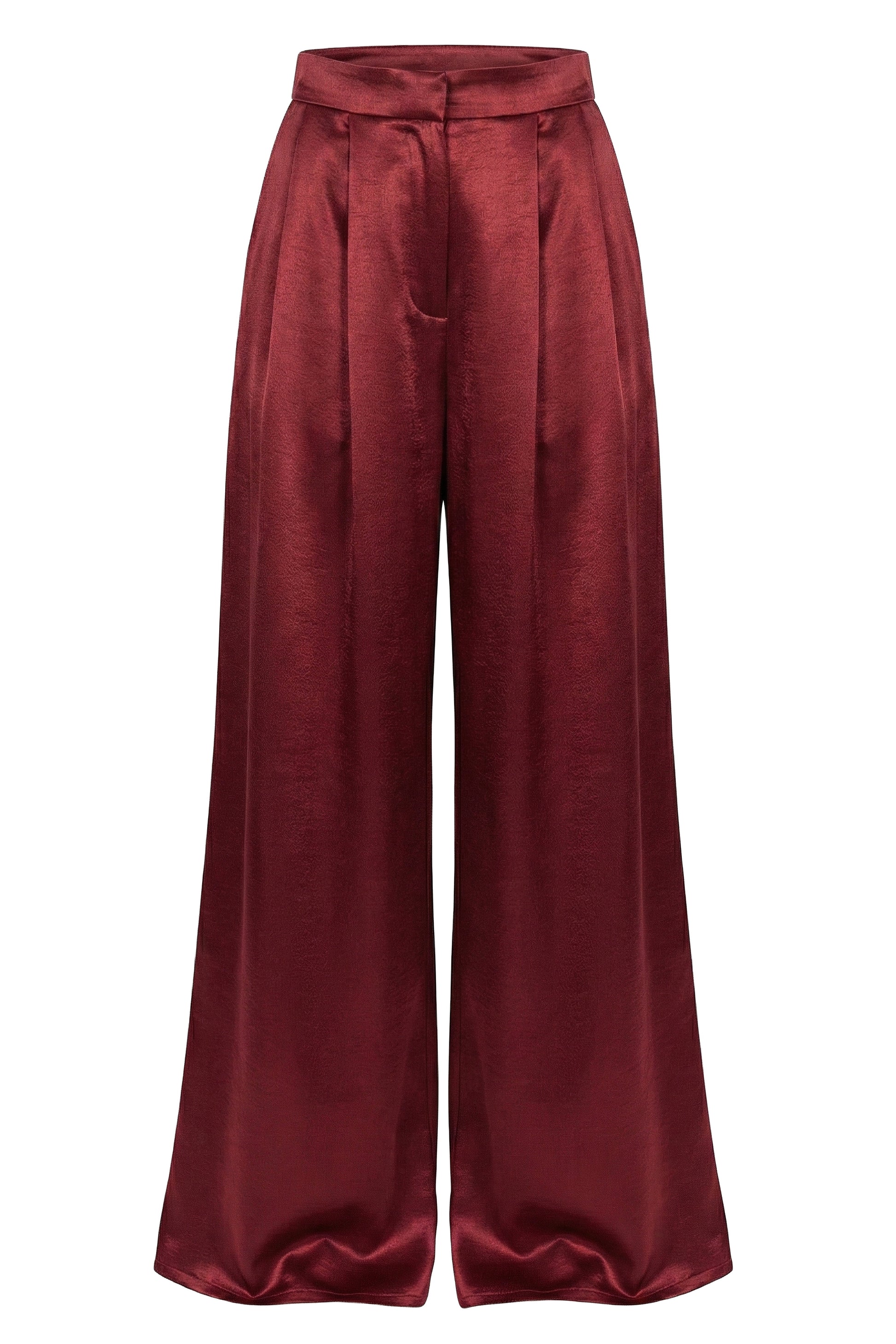 Burgundy Satin Bliss Pleated Pant JLUXLABEL