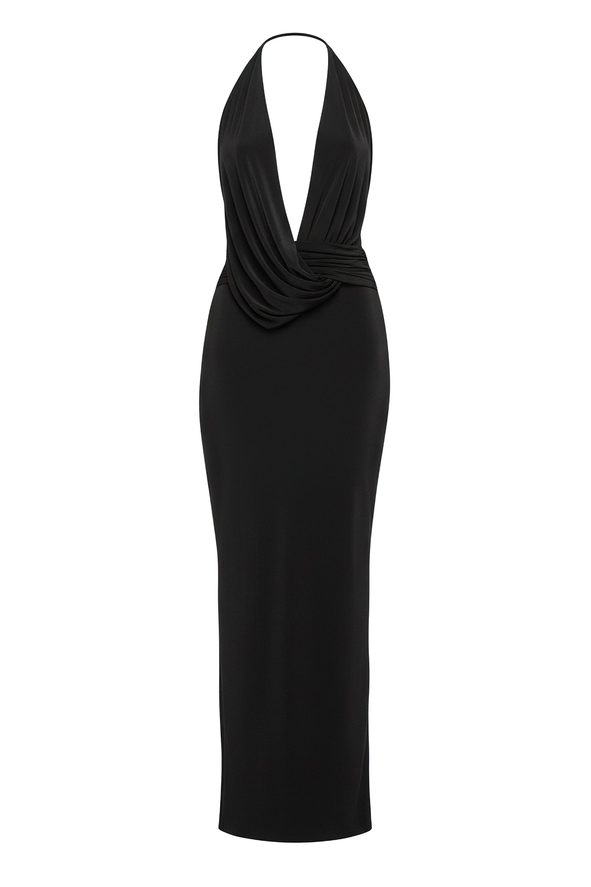 Black Dawn Draped Maxi Dress NEWFASHIONEDGE
