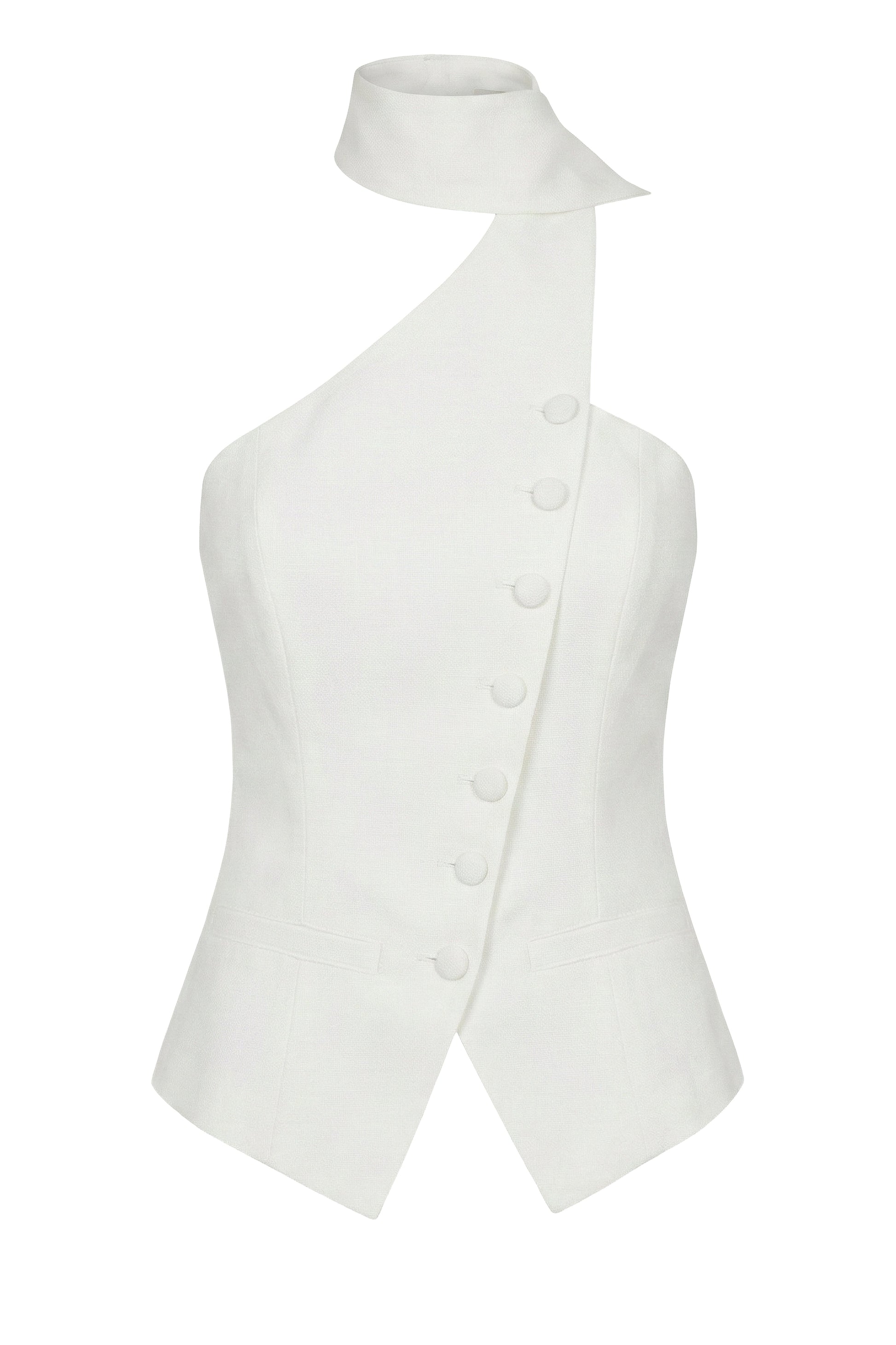 PRE-ORDER Ivory Asymmetric Scarf Top NEWFASHIONEDGE