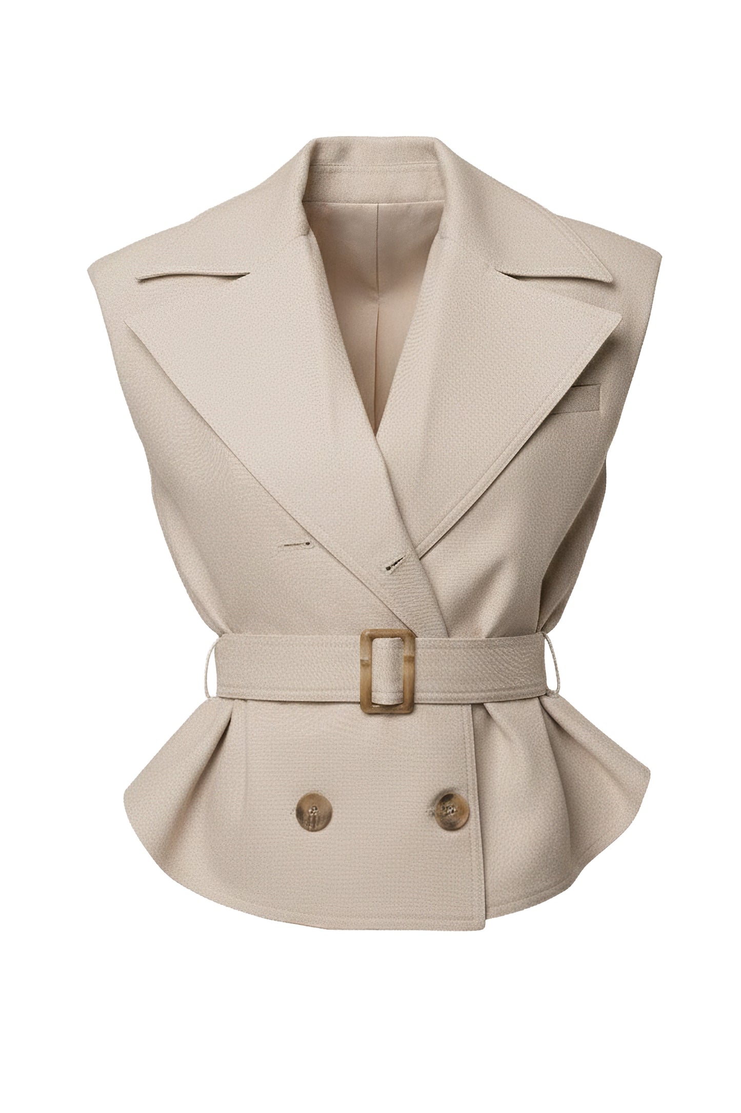 Beige In Focus Belted Vest JLUXLABEL
