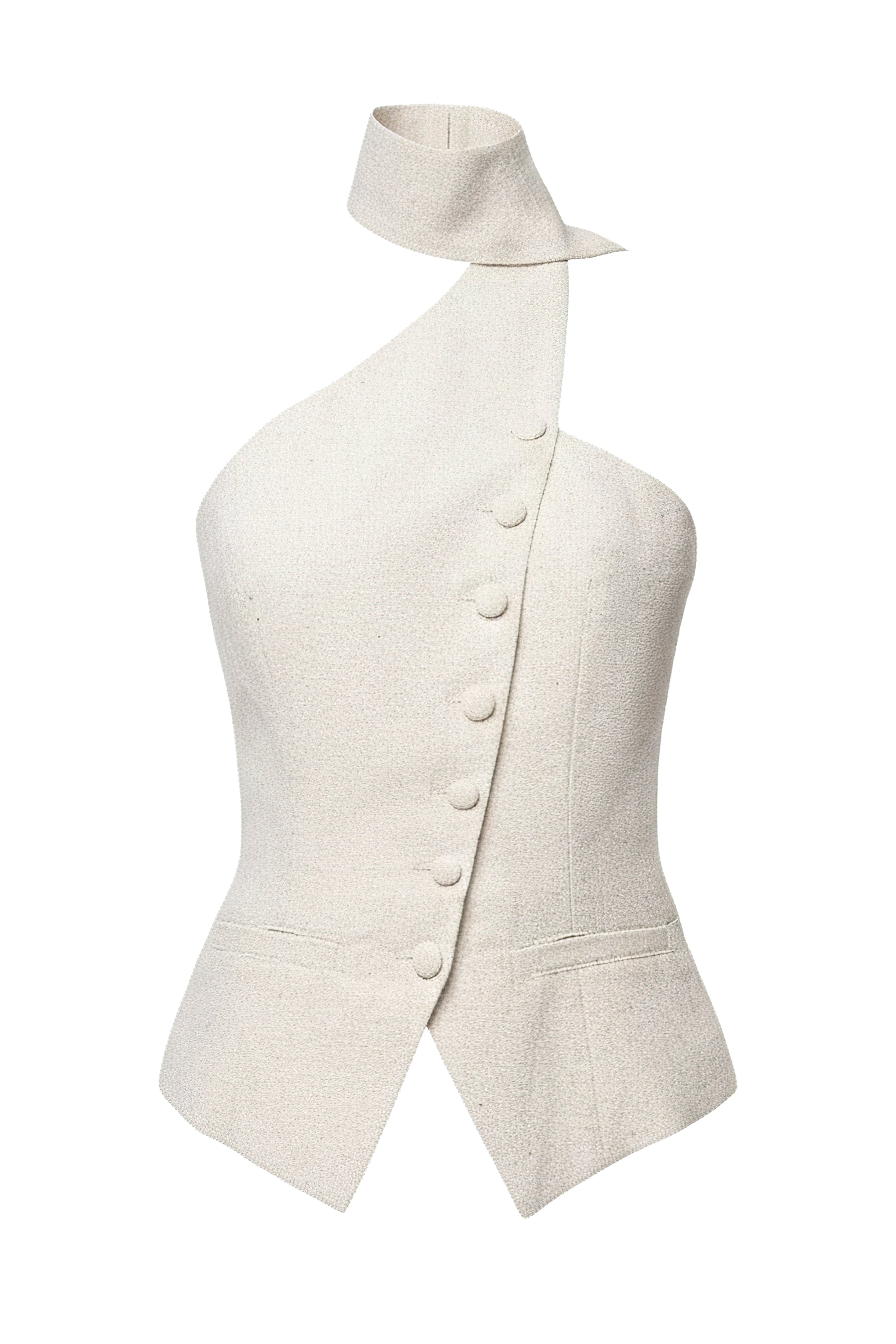 PRE-ORDER Oatmeal Asymmetric Scarf Top NEWFASHIONEDGE