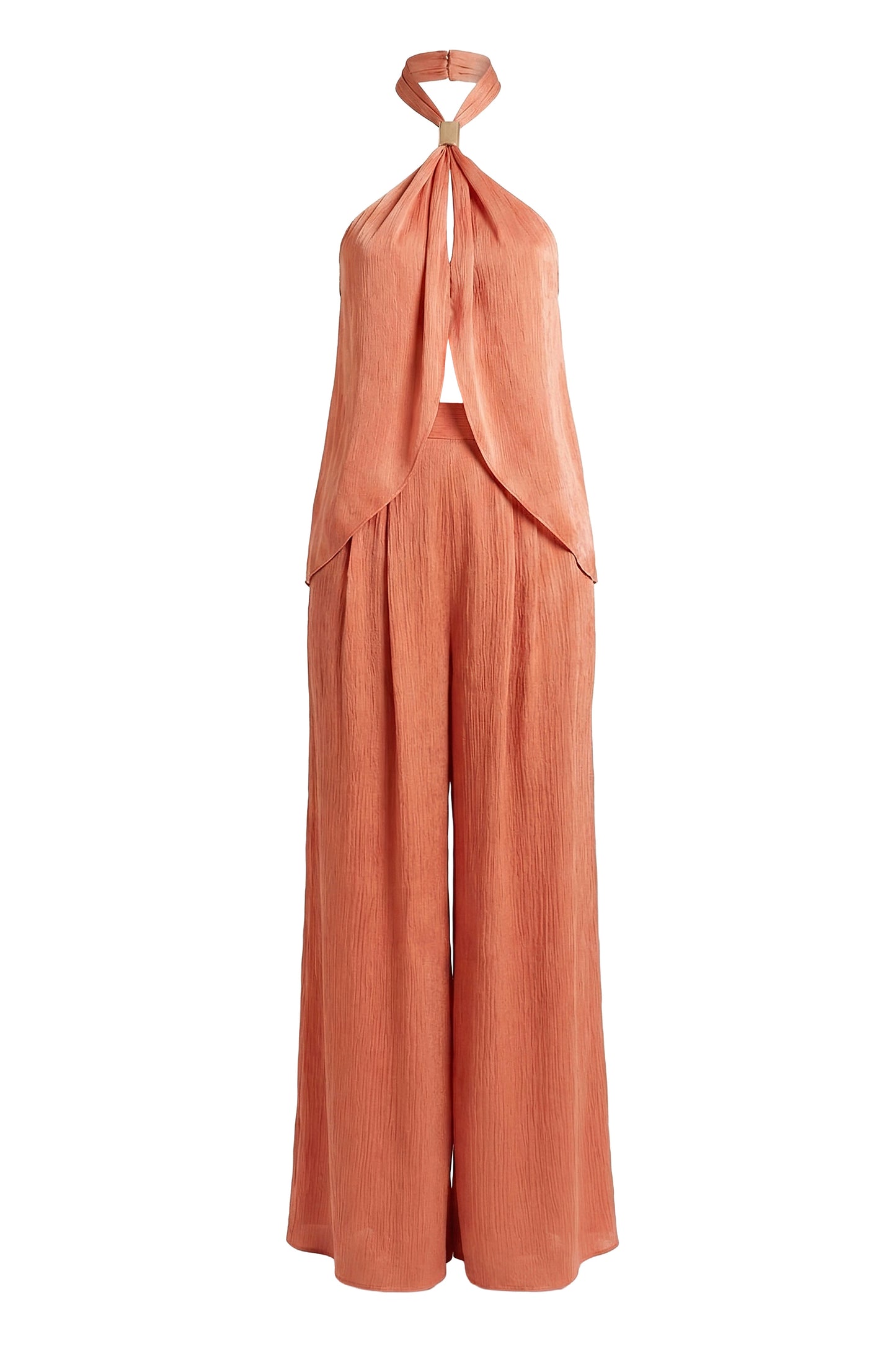 Salmon Cascade Satin Pant Set