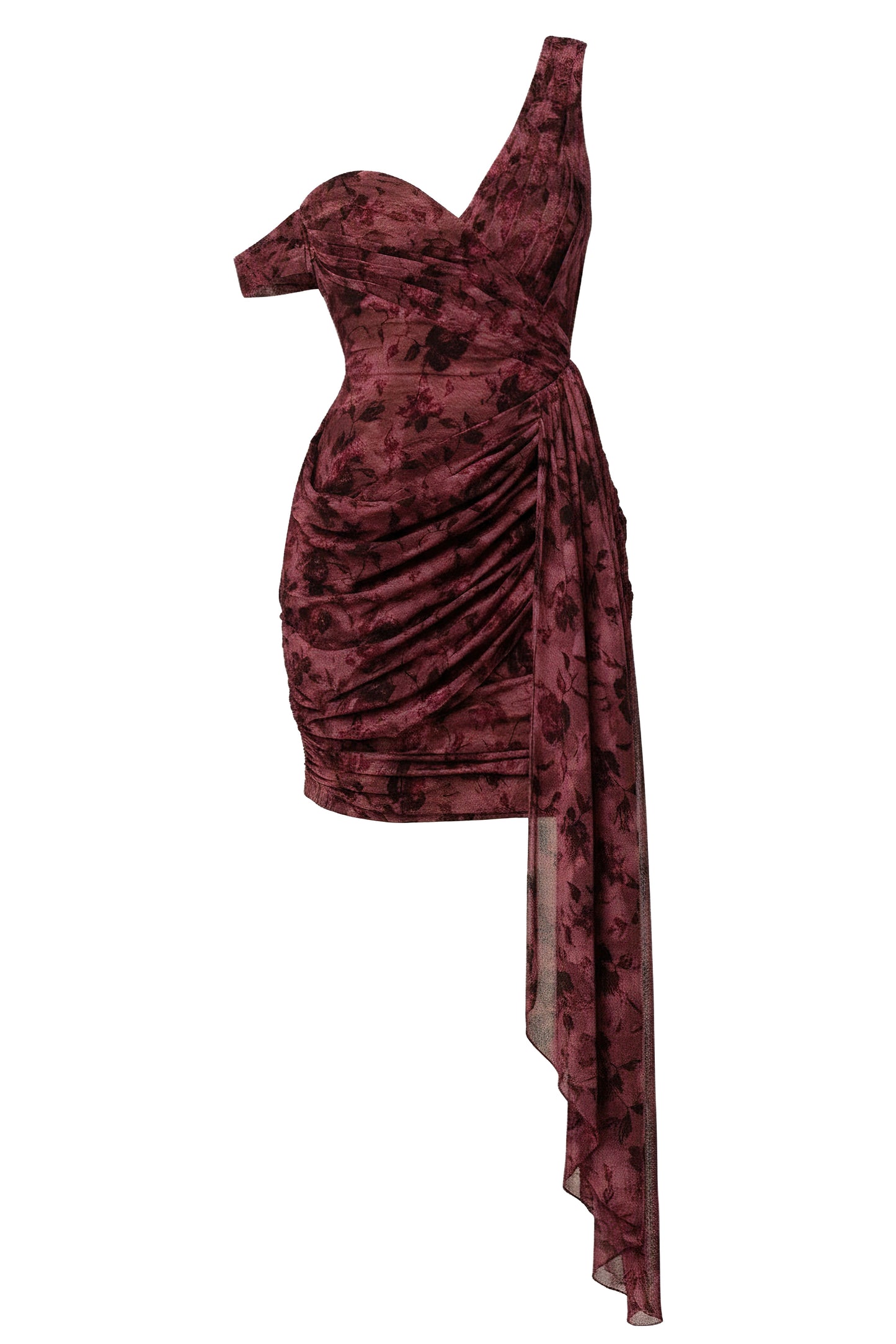 Red Soirée Drape Mini Dress JLUXLABEL