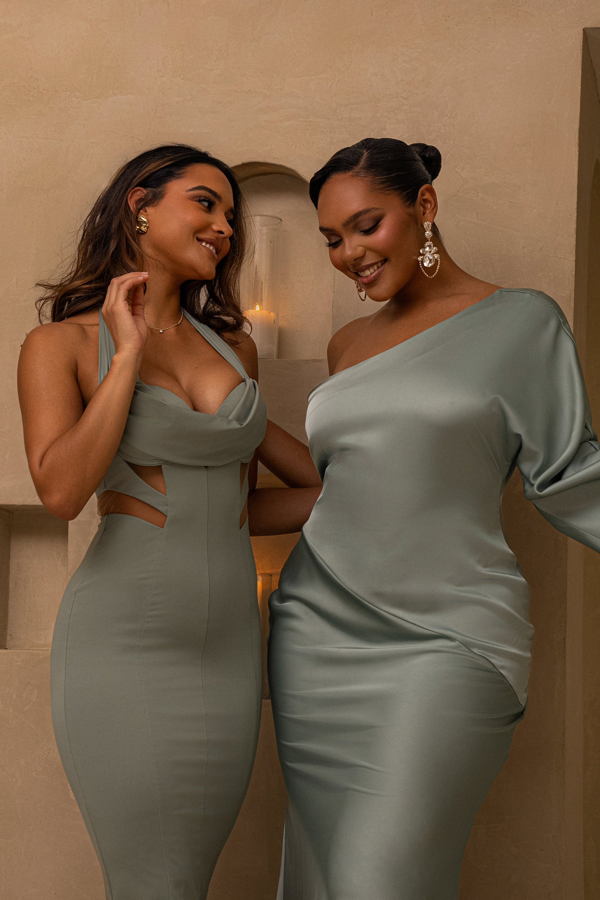 Sage Femme Drape Maxi Dress JLUXLABEL