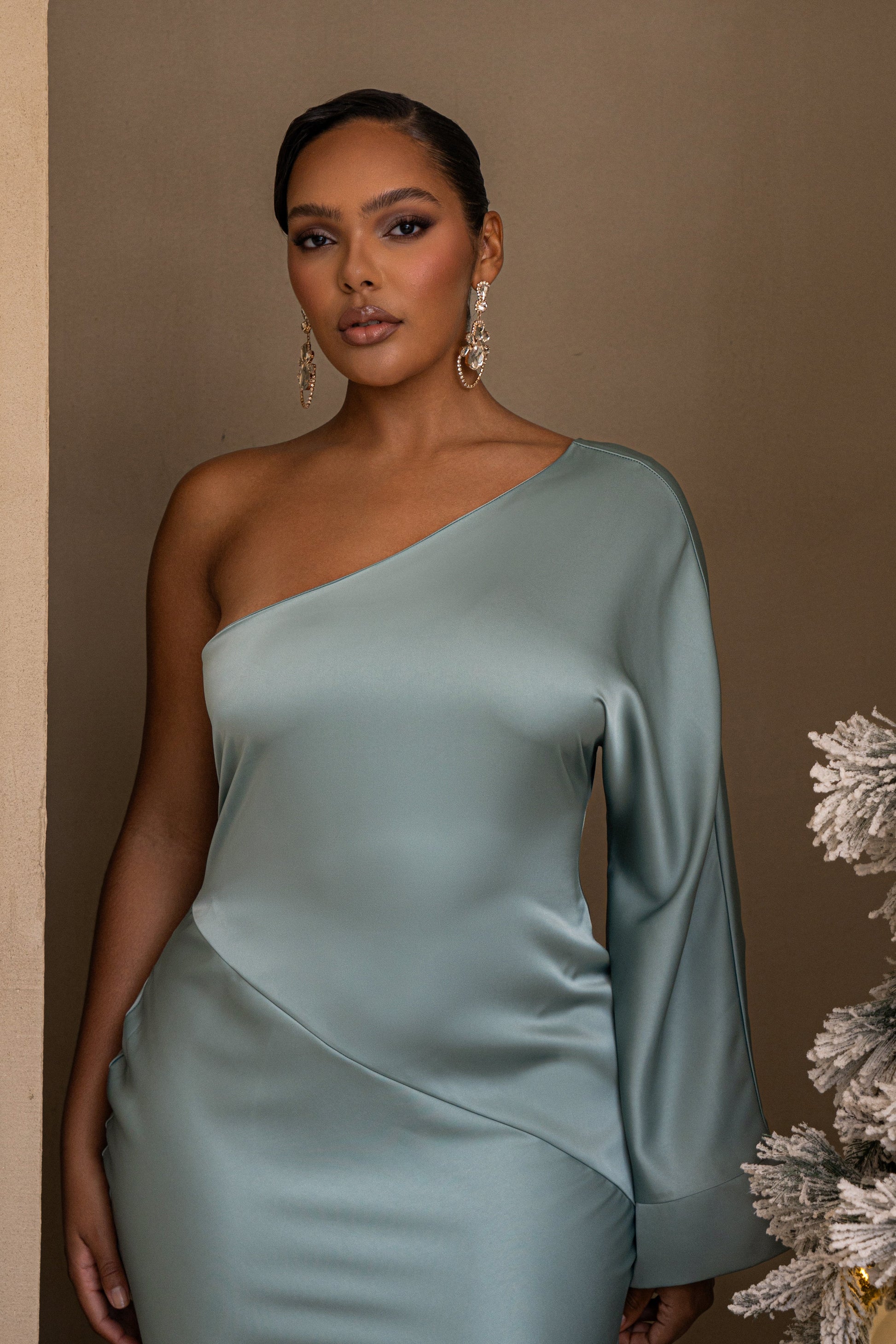 Sage Femme Drape Maxi Dress JLUXLABEL