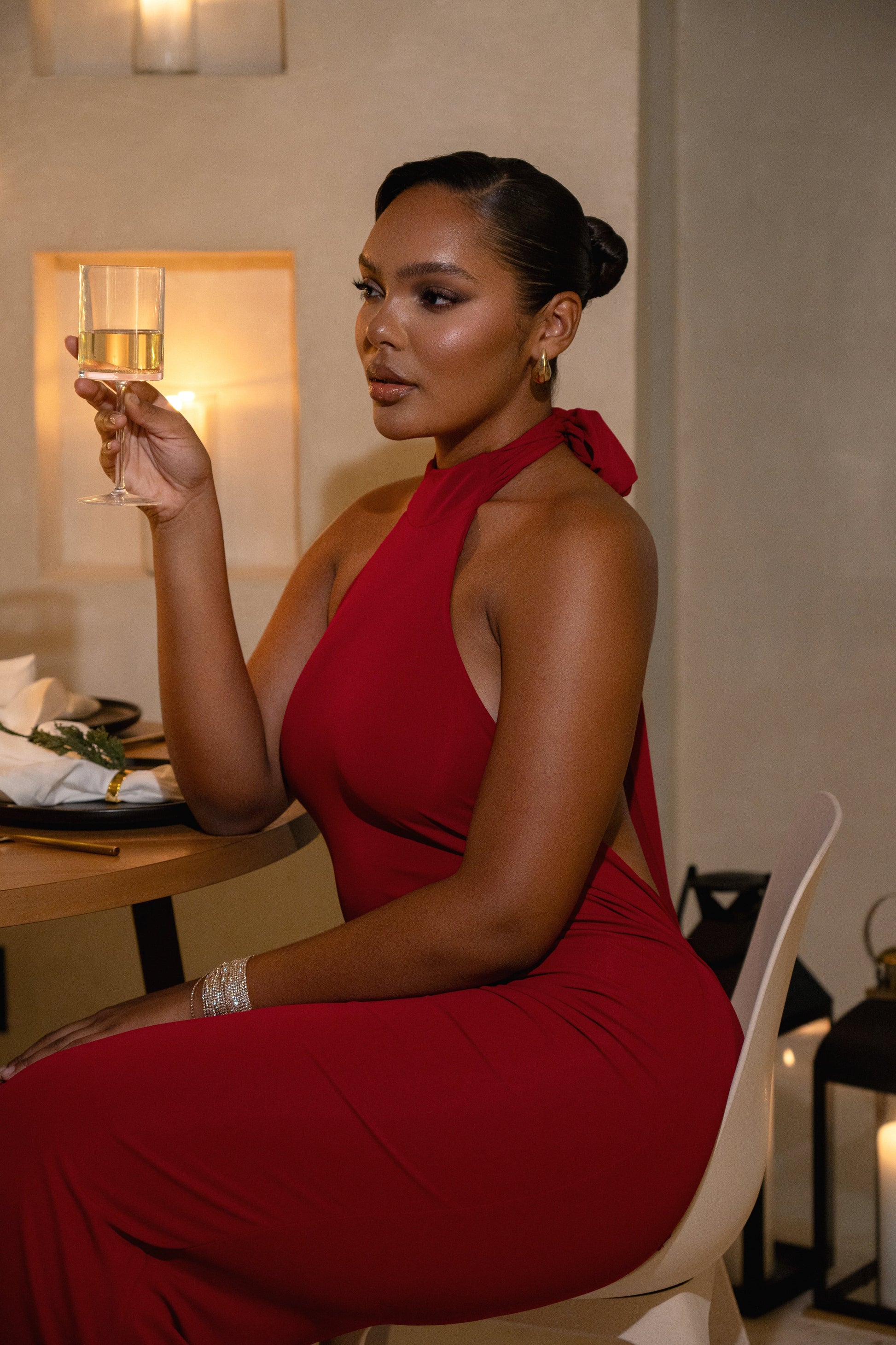 Red Golden Evening Maxi Gown JLUXLABEL