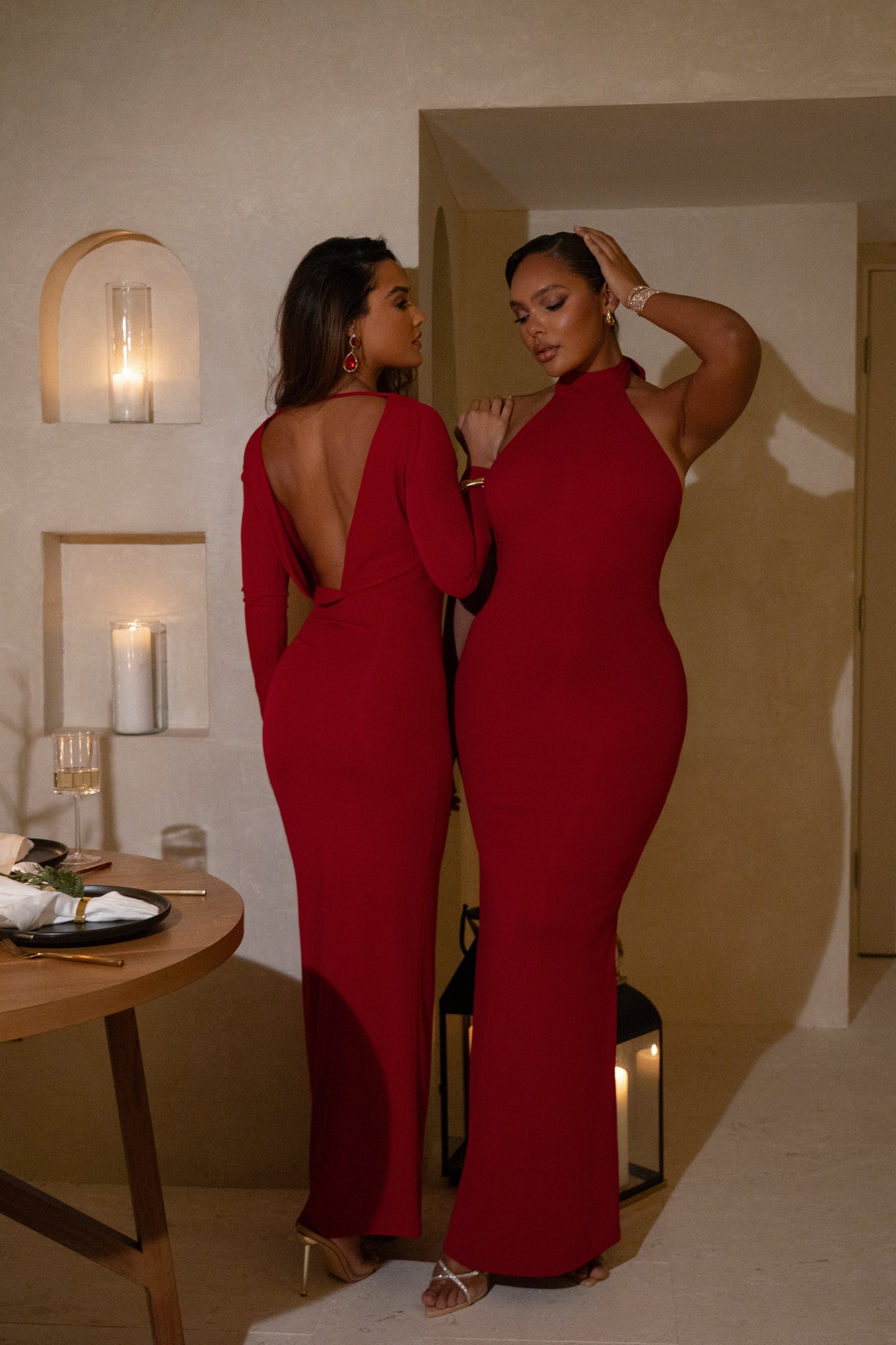Red Golden Evening Maxi Gown JLUXLABEL