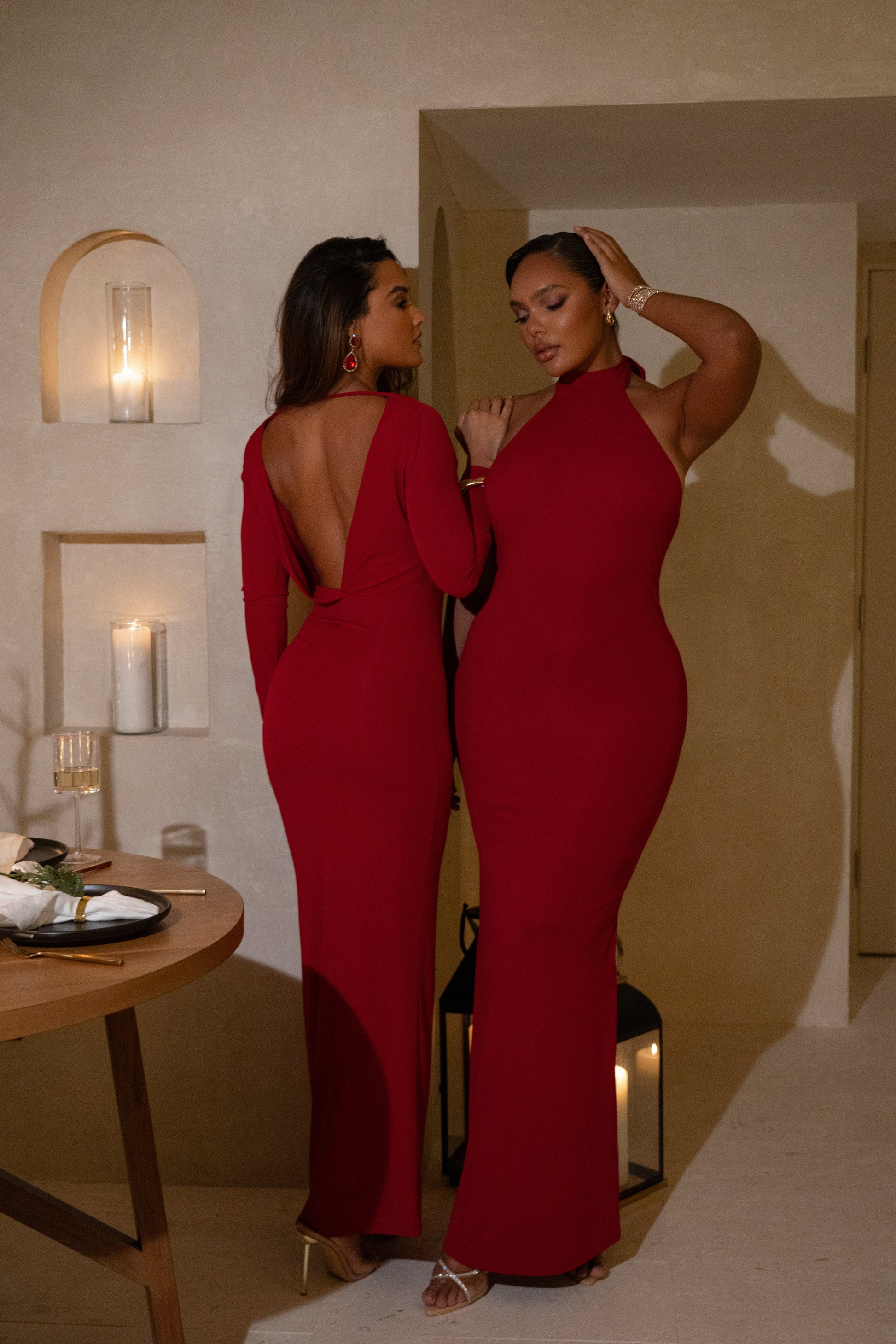 Red Golden Evening Maxi Gown JLUXLABEL