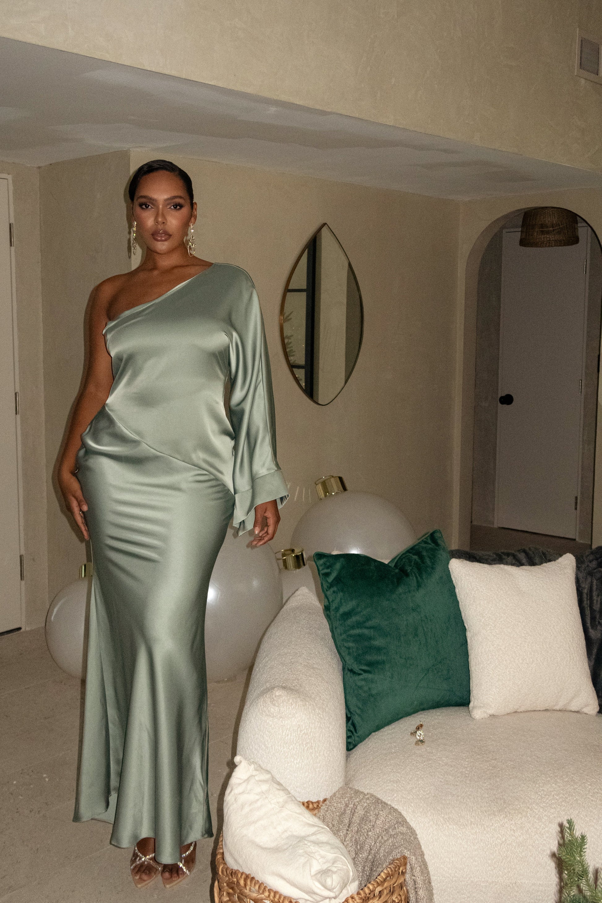 Sage Femme Drape Maxi Dress JLUXLABEL
