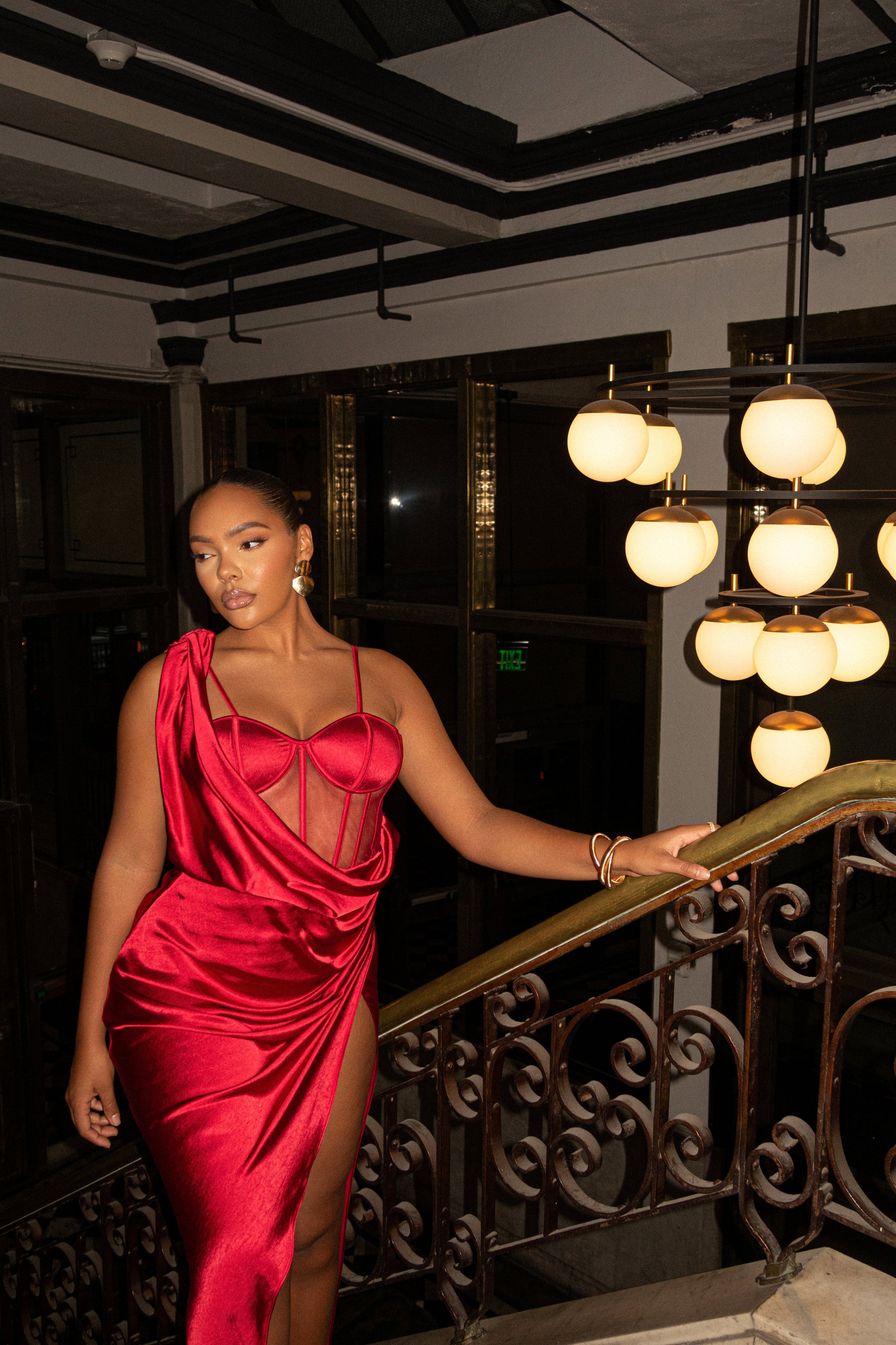 Red Anastacia Drape Maxi Dress JLUXLABEL