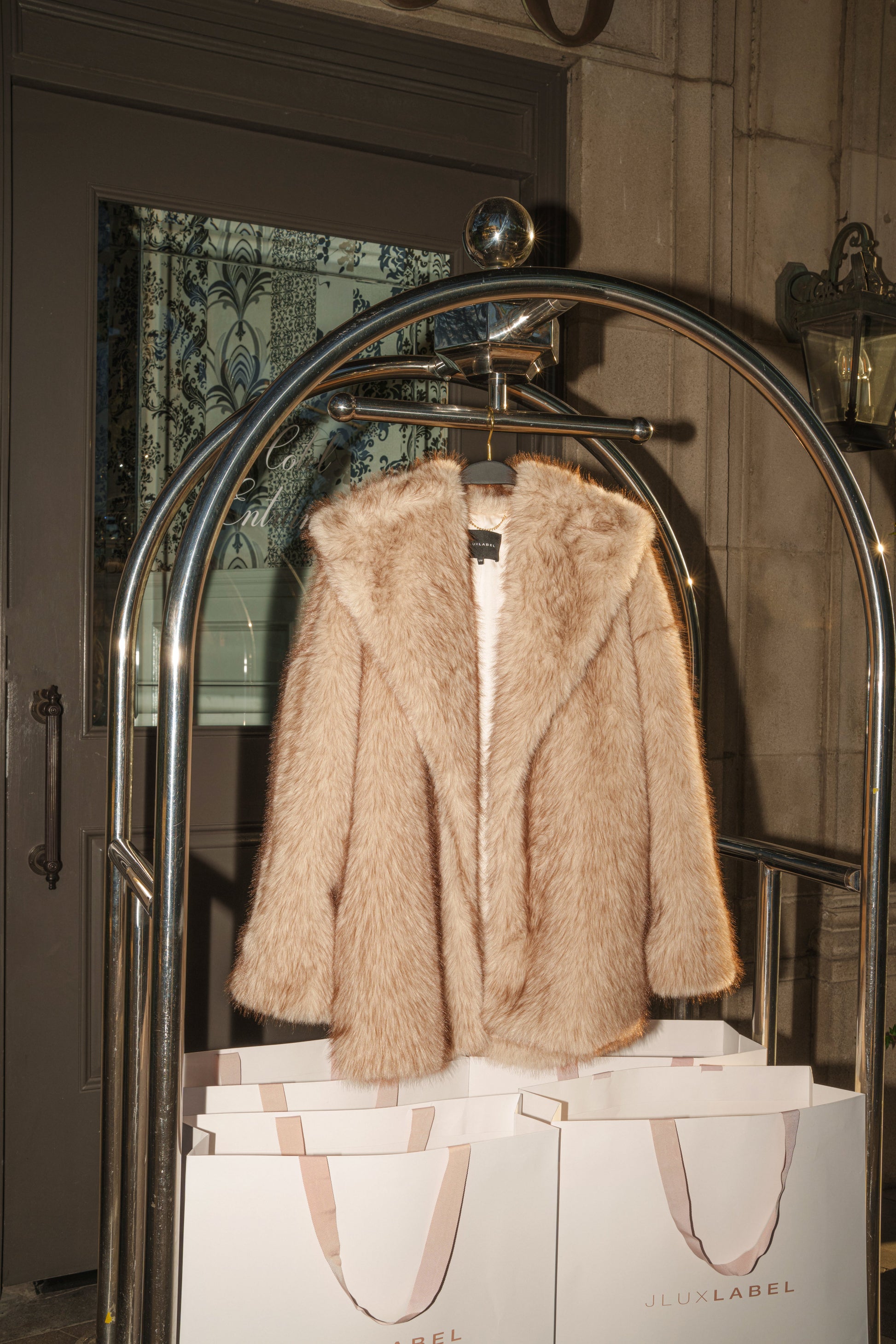 Ivory/Brown Soft Season Faux Fur Coat JLUXLABEL