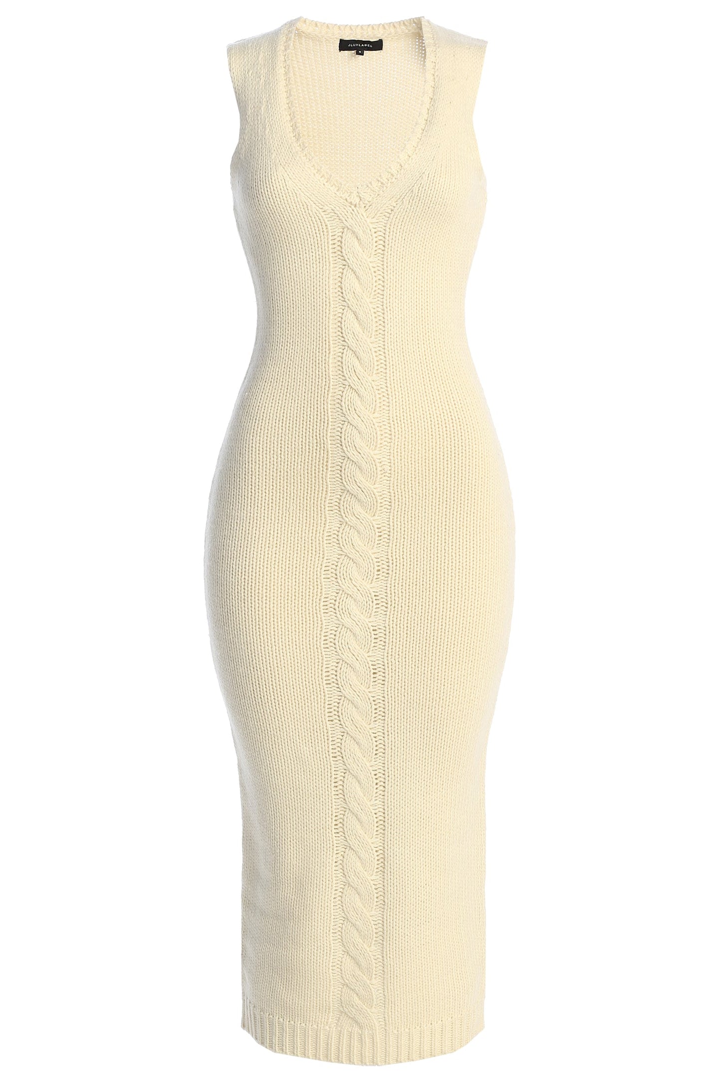Ivory Sleeveless Cable Knit Dress JLUXLABEL