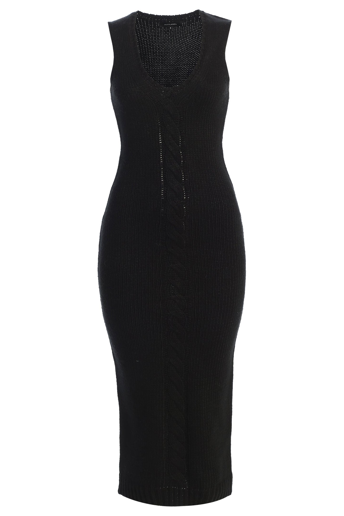 Black Sleeveless Cable Knit Dress JLUXLABEL
