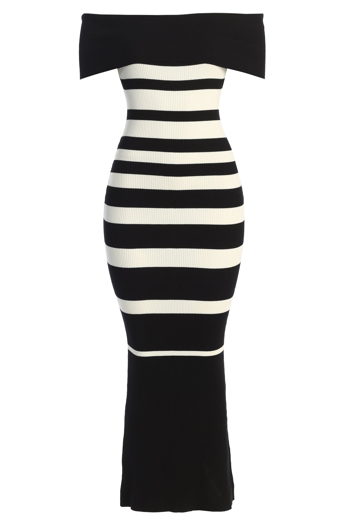 Black/Ivory Striped Custom  Maxi Dress JLUXLABEL