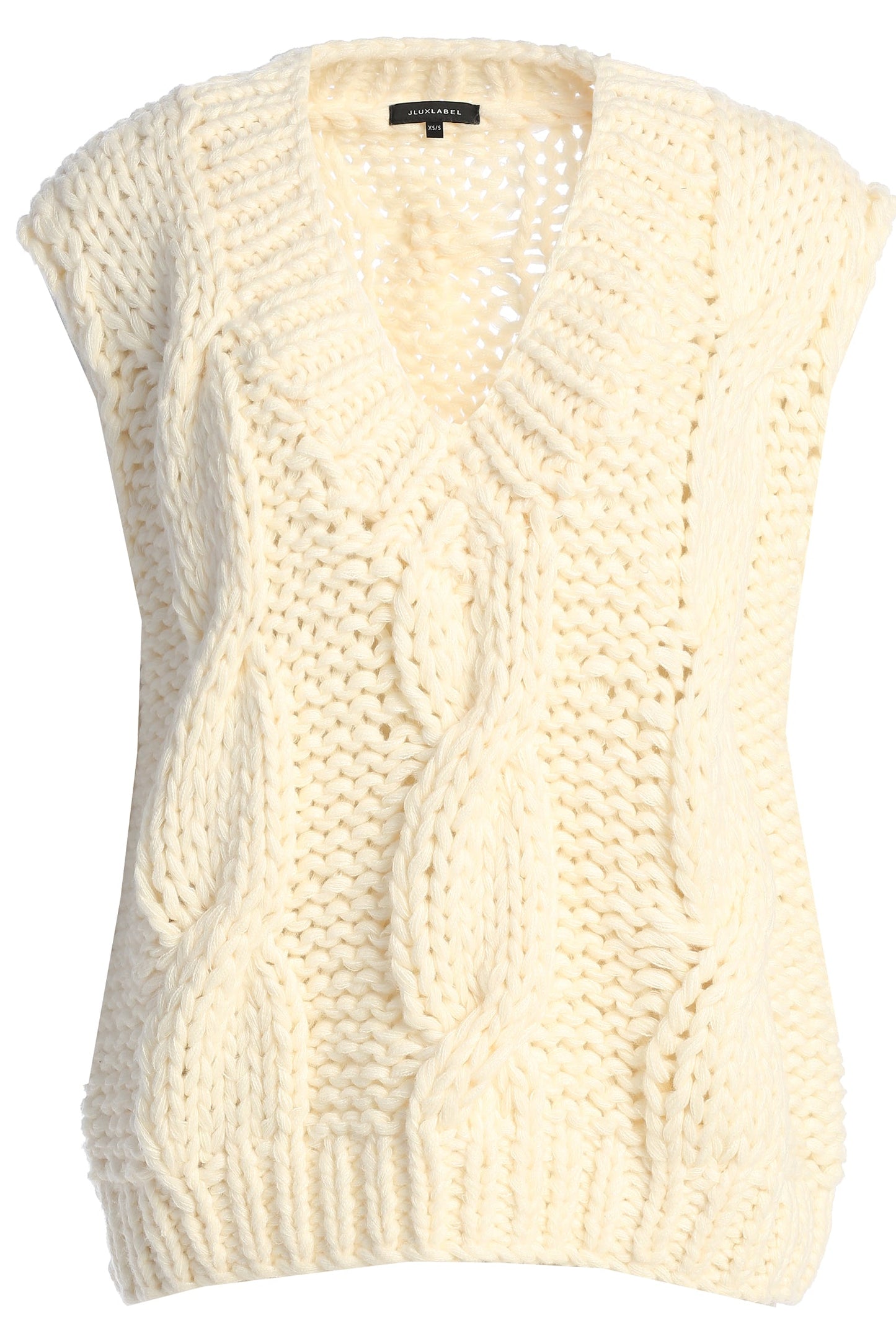 Ivory Mari Cable Knit Vest JLUXLABEL