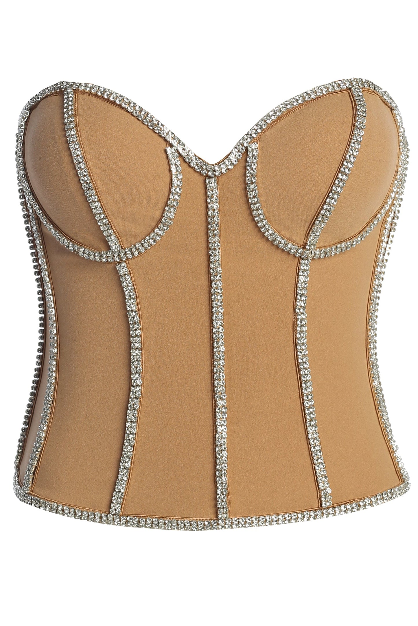 Tan Illusions Rhinestone Corset JLUXLABEL