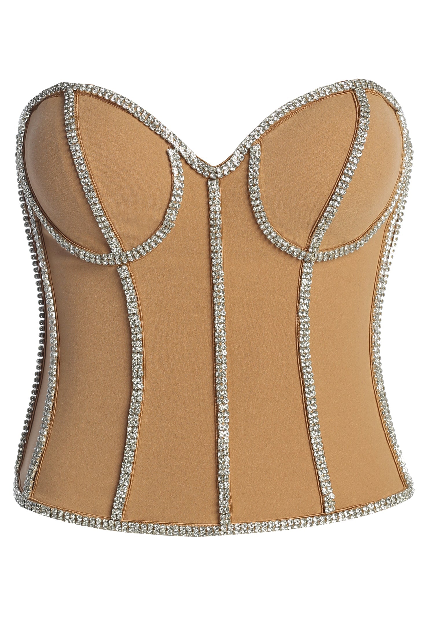 Tan Illusions Rhinestone Corset JLUXLABEL