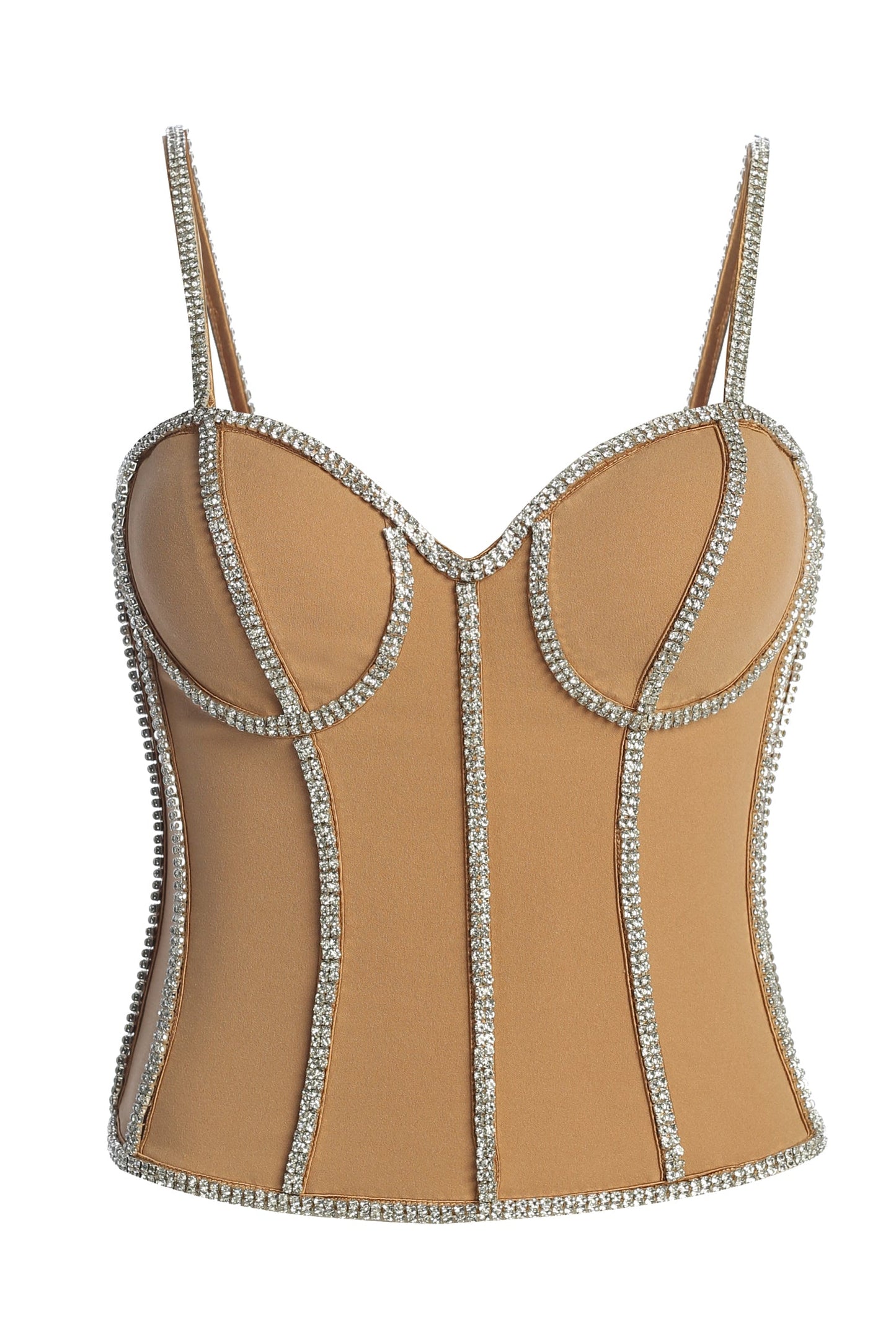Tan Illusions Rhinestone Corset JLUXLABEL