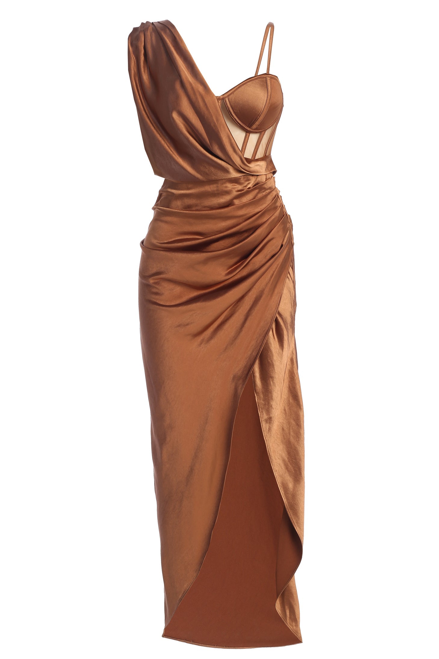 Chocolate Anastacia Drape Maxi Dress JLUXLABEL