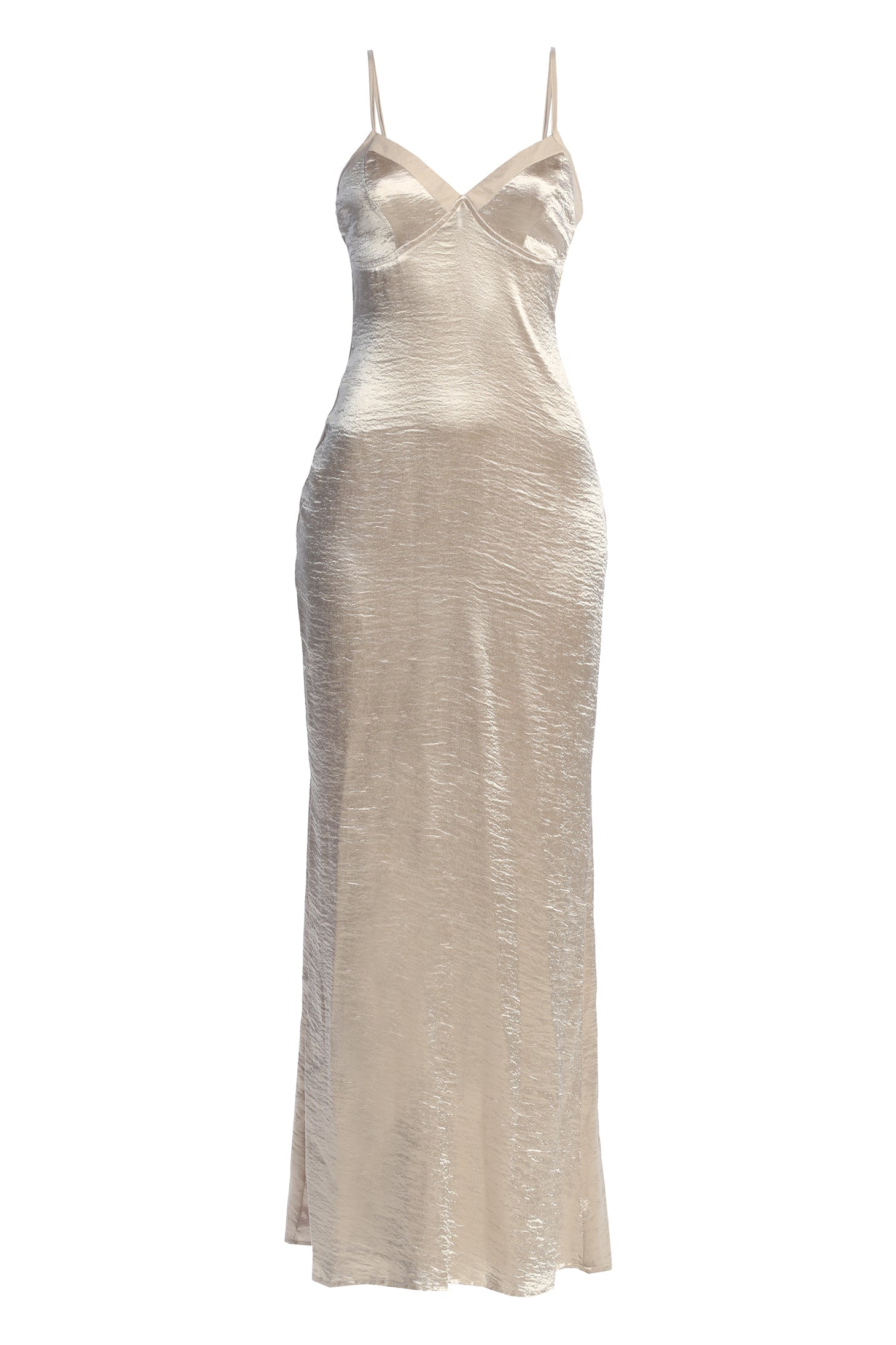 Champagne Surreal Satin Maxi Dress JLUXLABEL