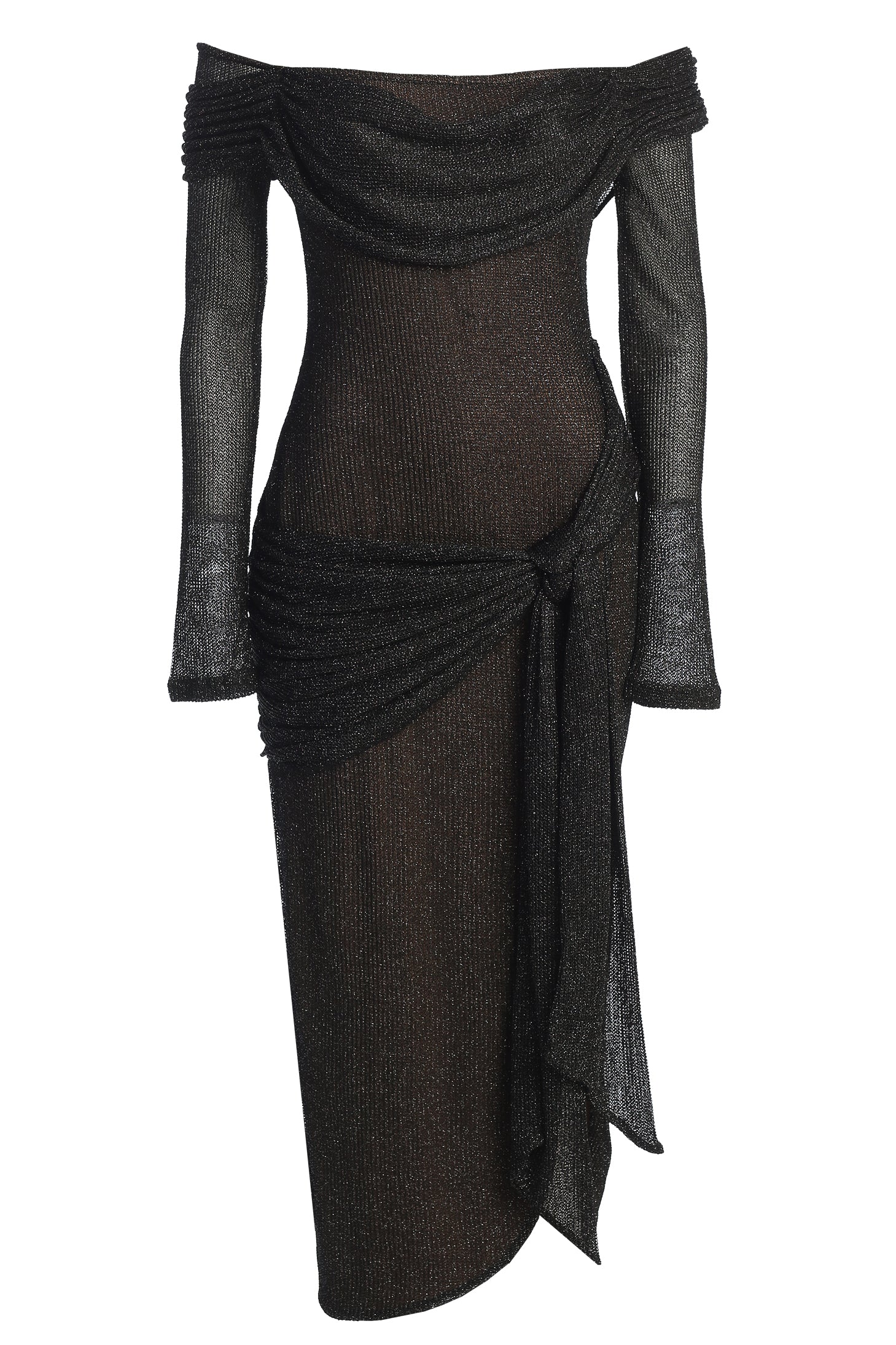 Black Island Elegance Drape Dress JLUXLABEL