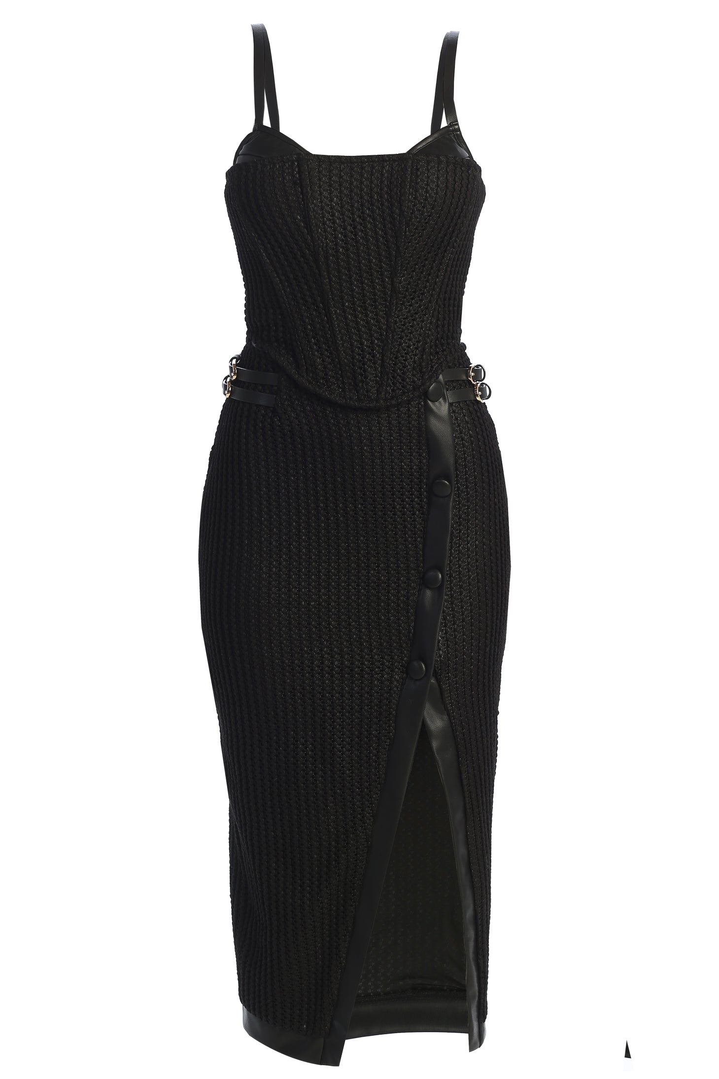 Black Textured Harley Corset Top JLUXLABEL