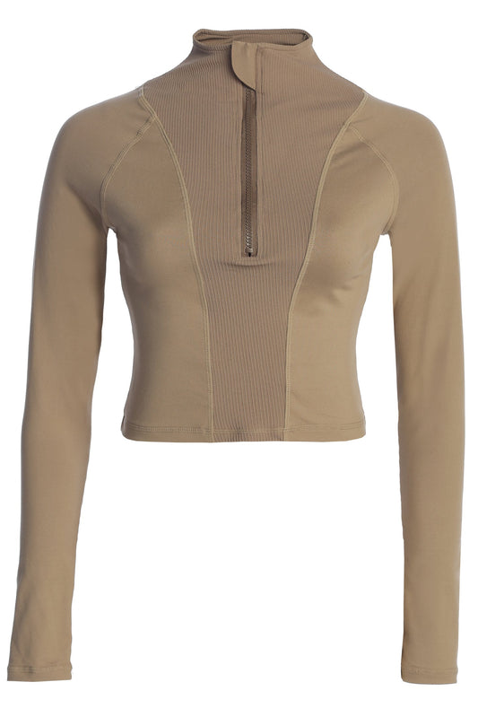 Beige Momentum Ribbed Top JLUXLABEL
